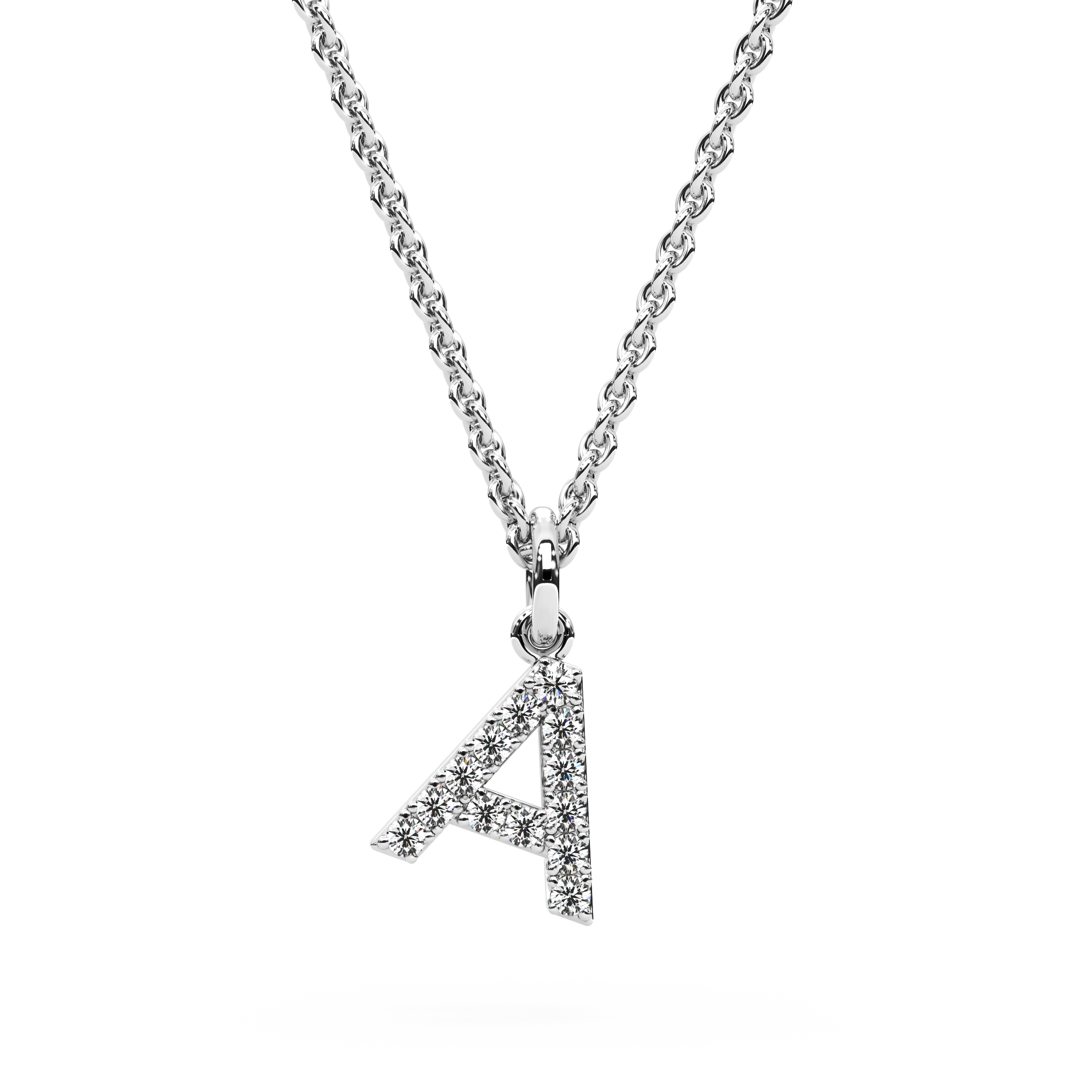 "A" Diamond Initial Pendant