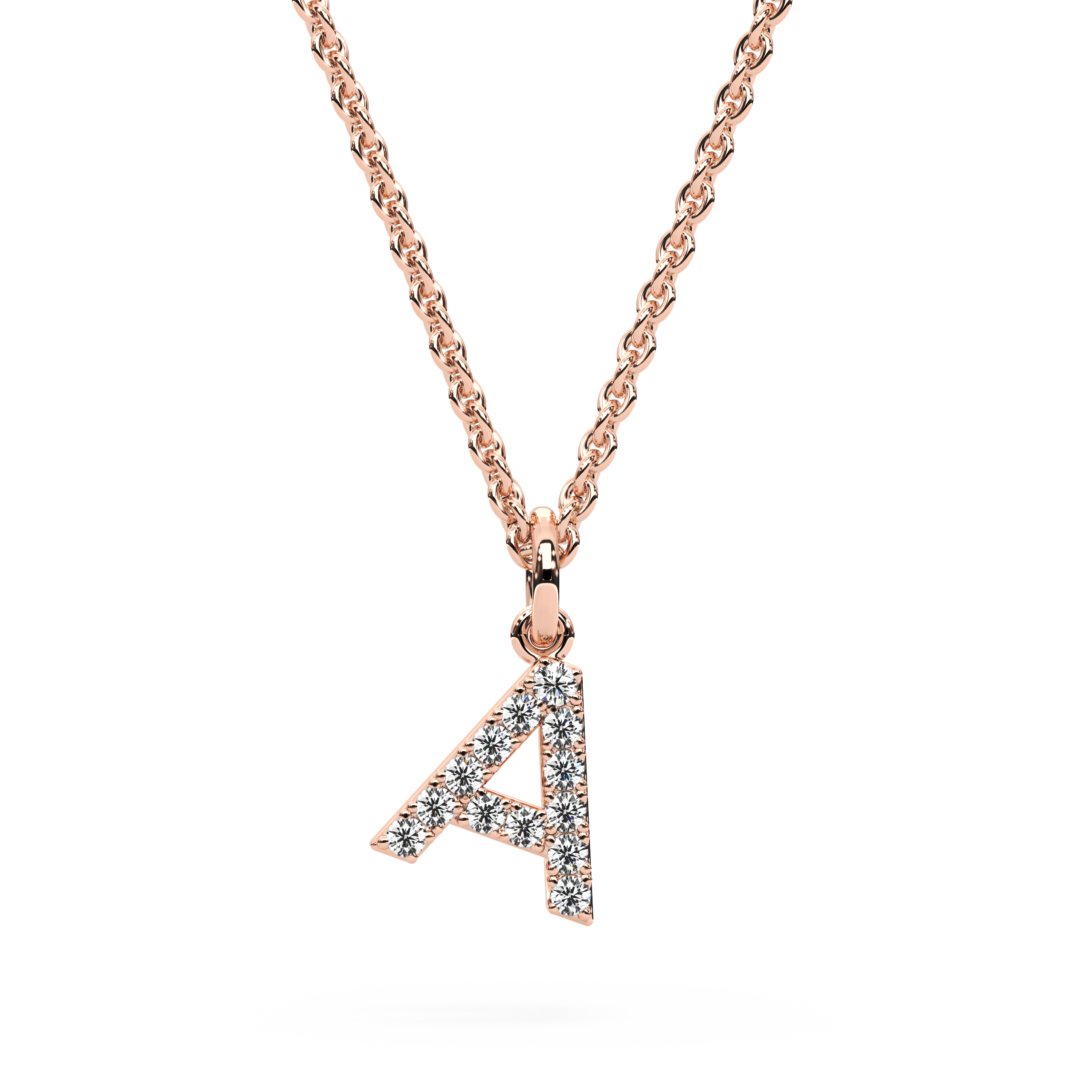 "A" Diamond Initial Pendant - 10mm