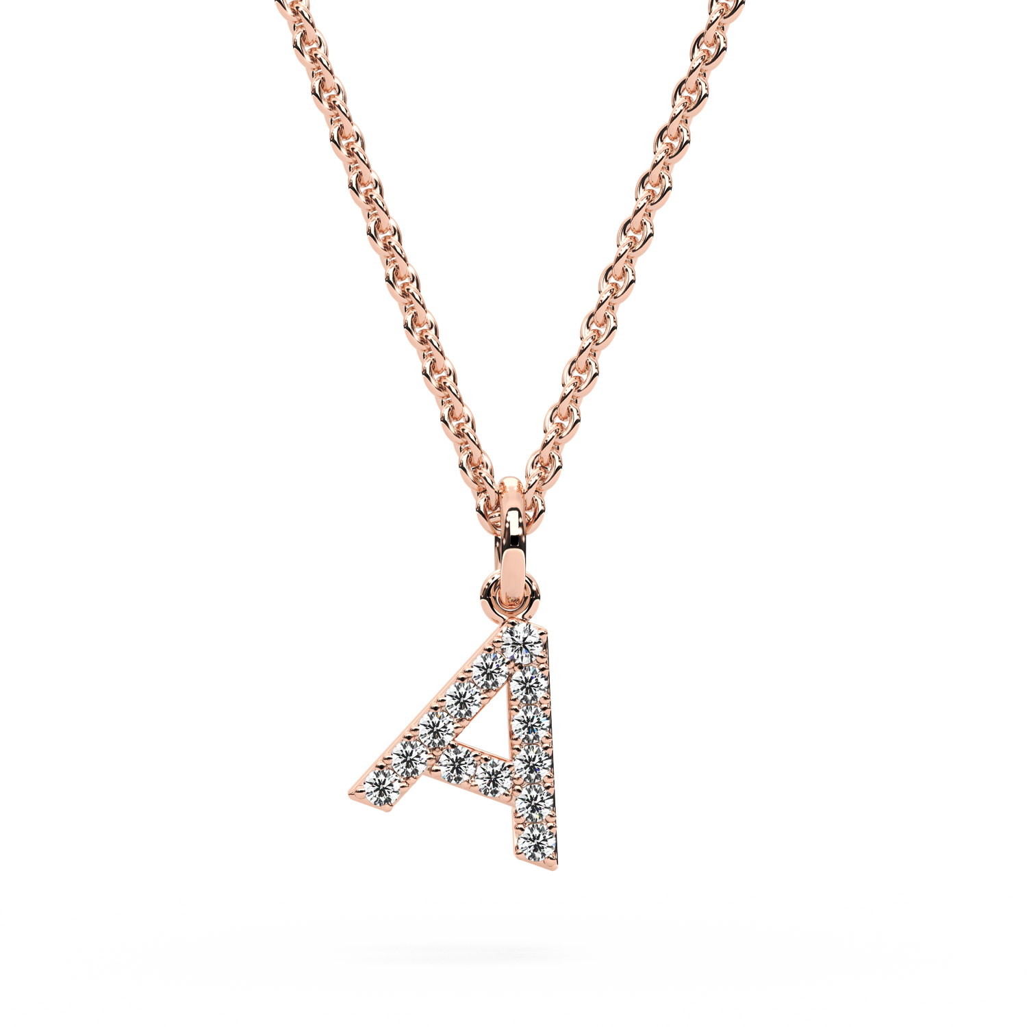 "A" Diamond Initial Pendant
