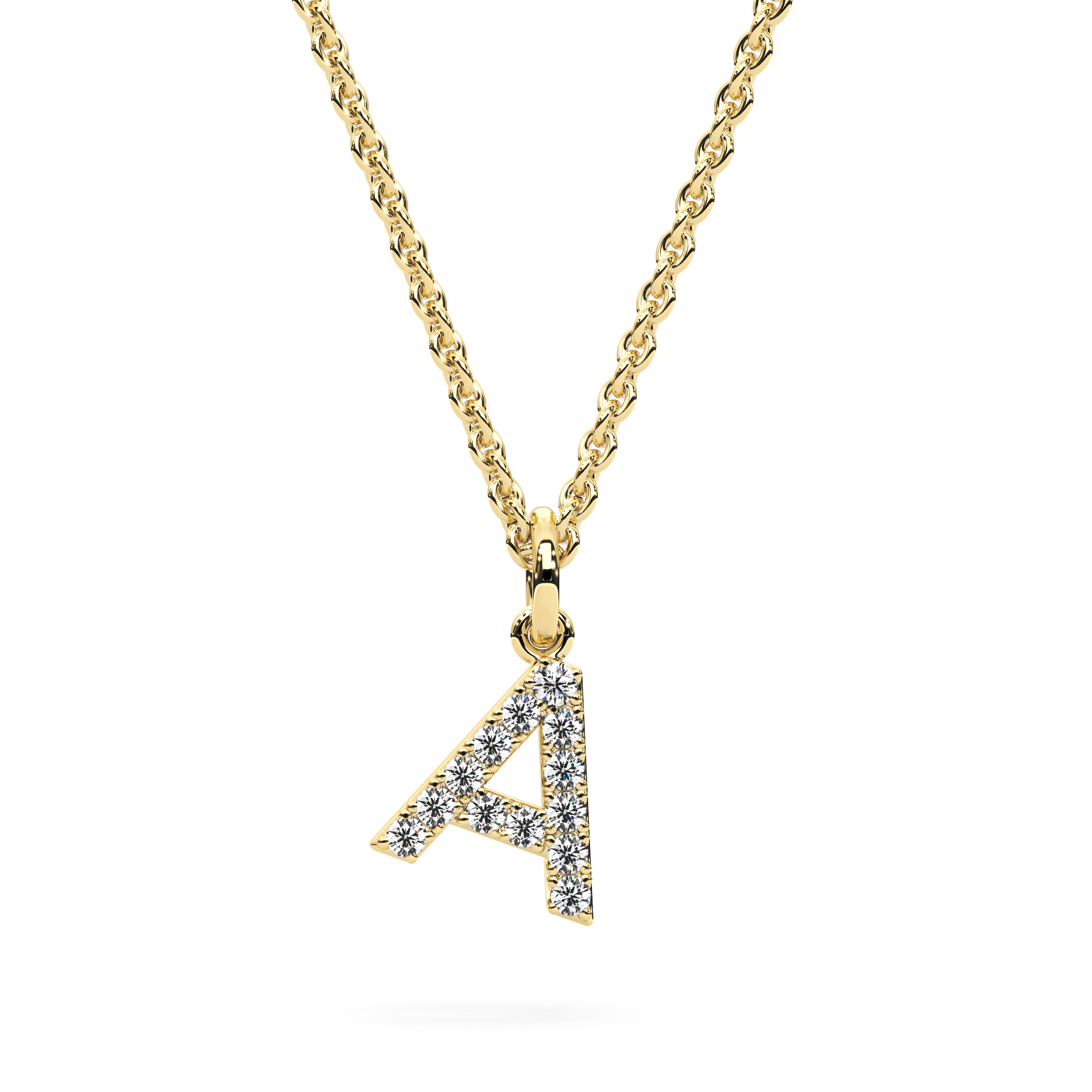 "A" Diamond Initial Pendant - 10mm