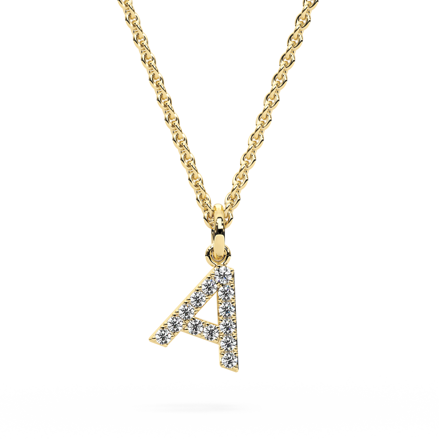 "A" Diamond Initial Pendant