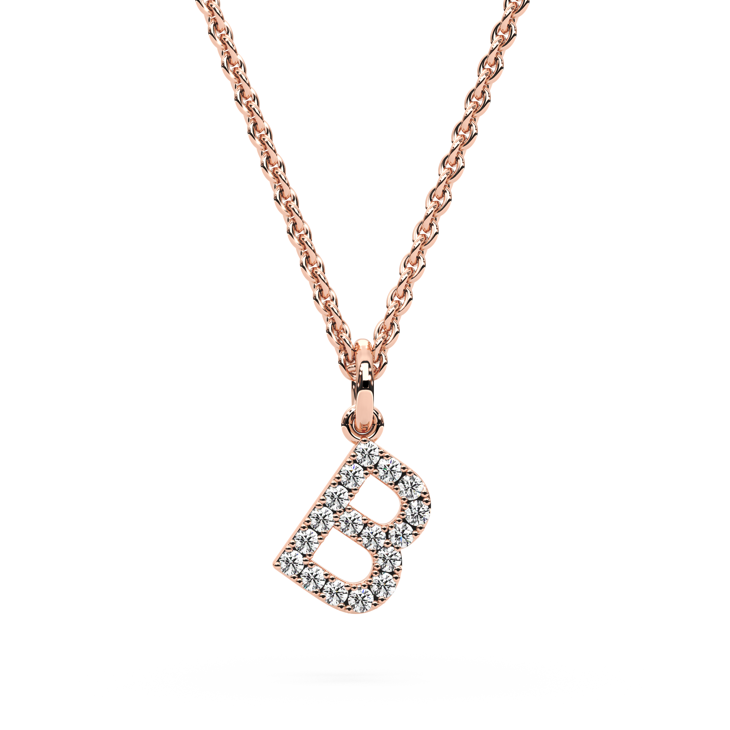 "B" Diamond Initial Pendant - 10mm