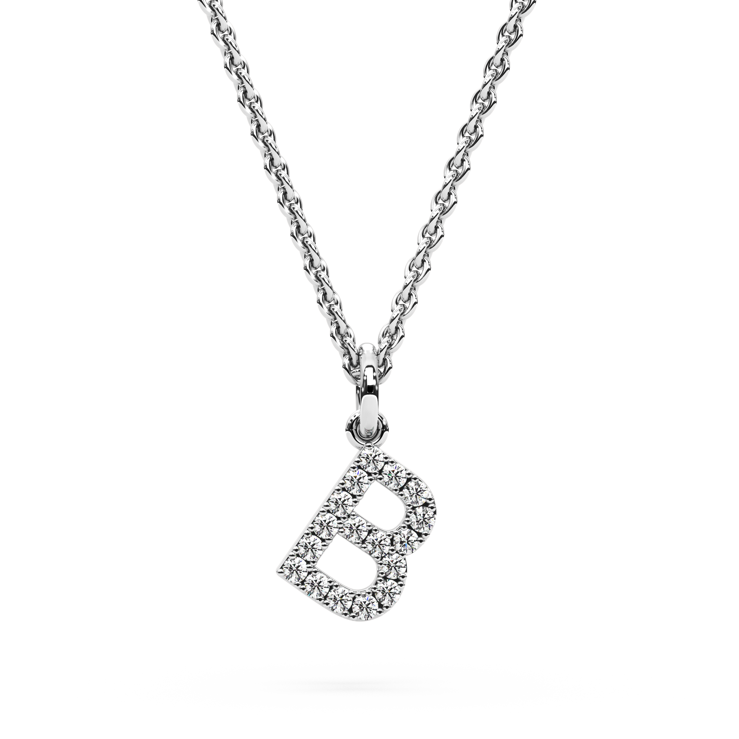 "B" Diamond Initial Pendant
