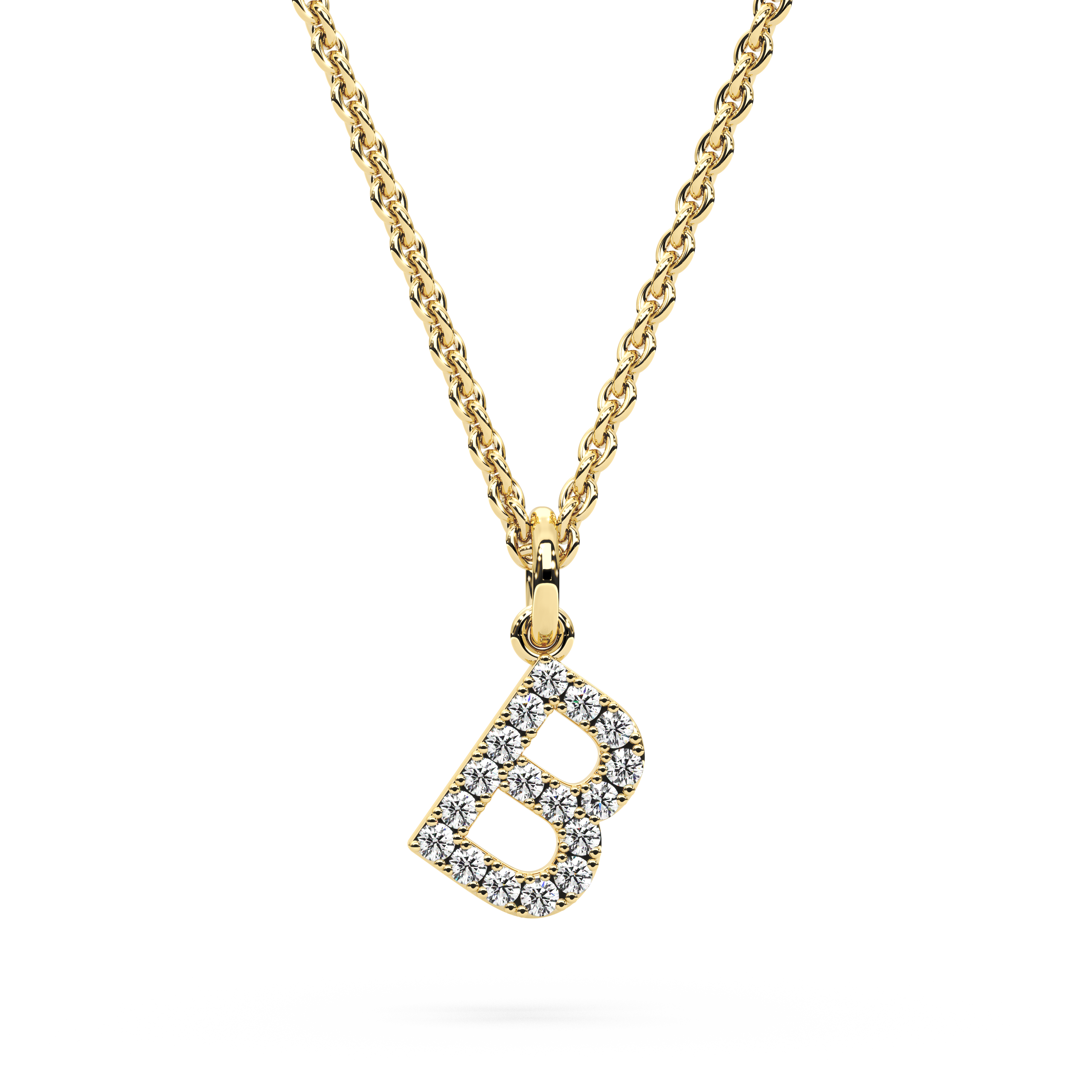 "B" Diamond Initial Pendant - 10mm