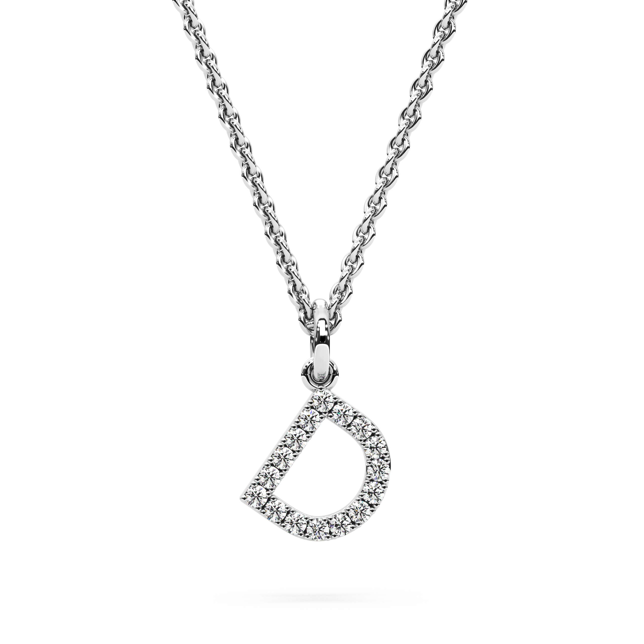 "D" Diamond Initial Pendant - 10mm