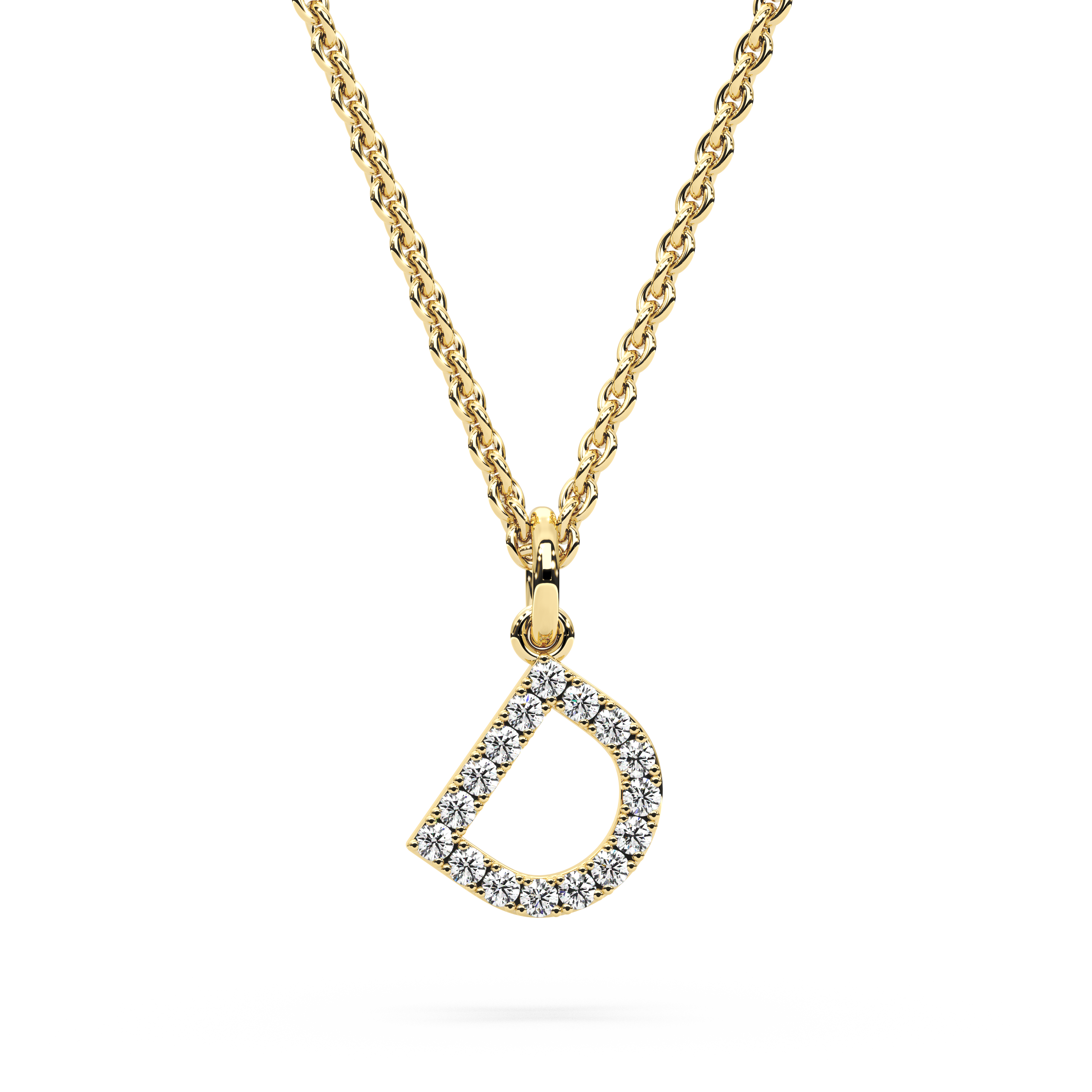 "D" Diamond Initial Pendant - 10mm