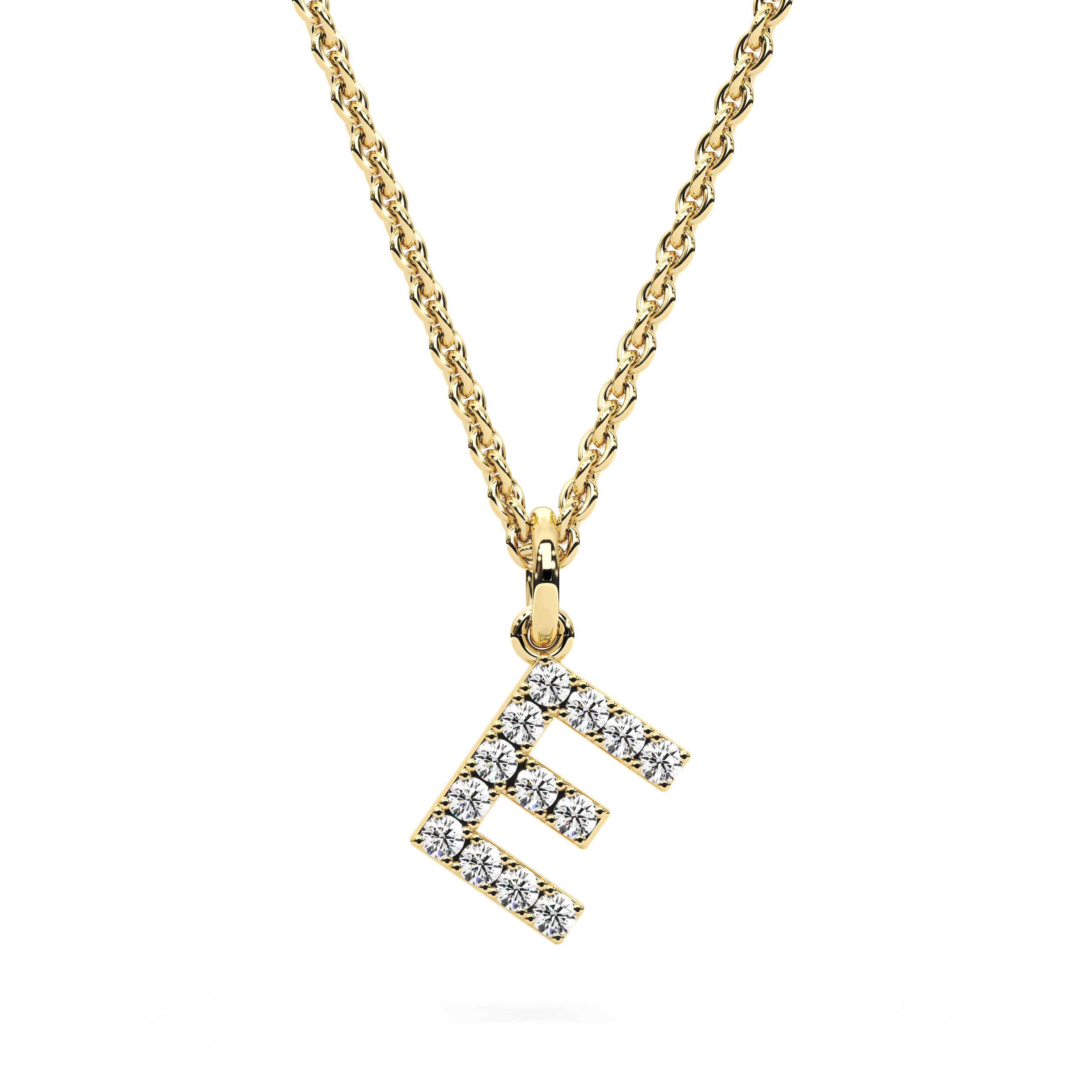 "E" Diamond Initial Pendant