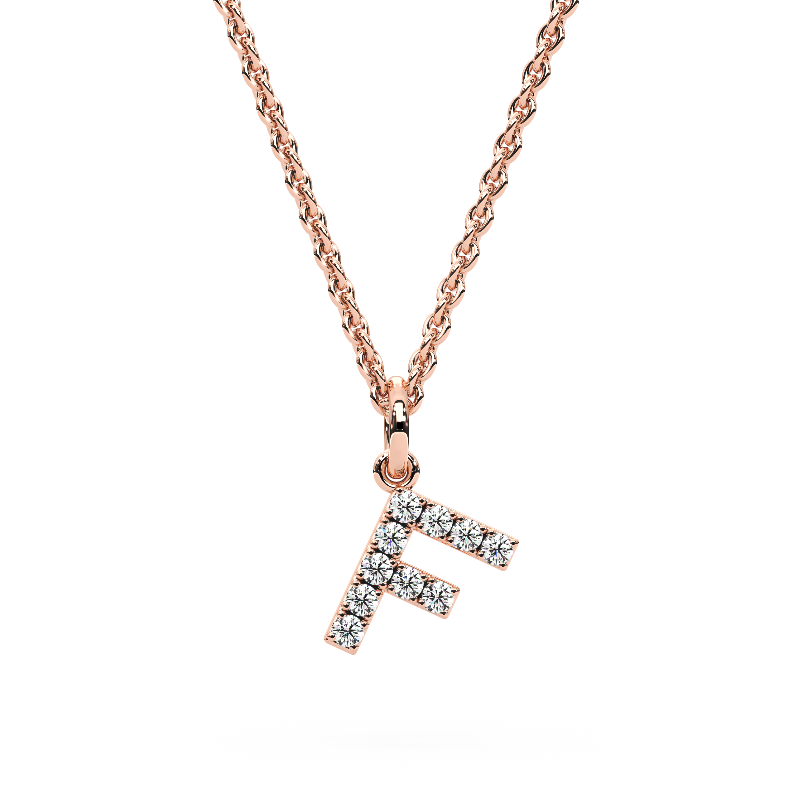 "F" Diamond Initial Pendant