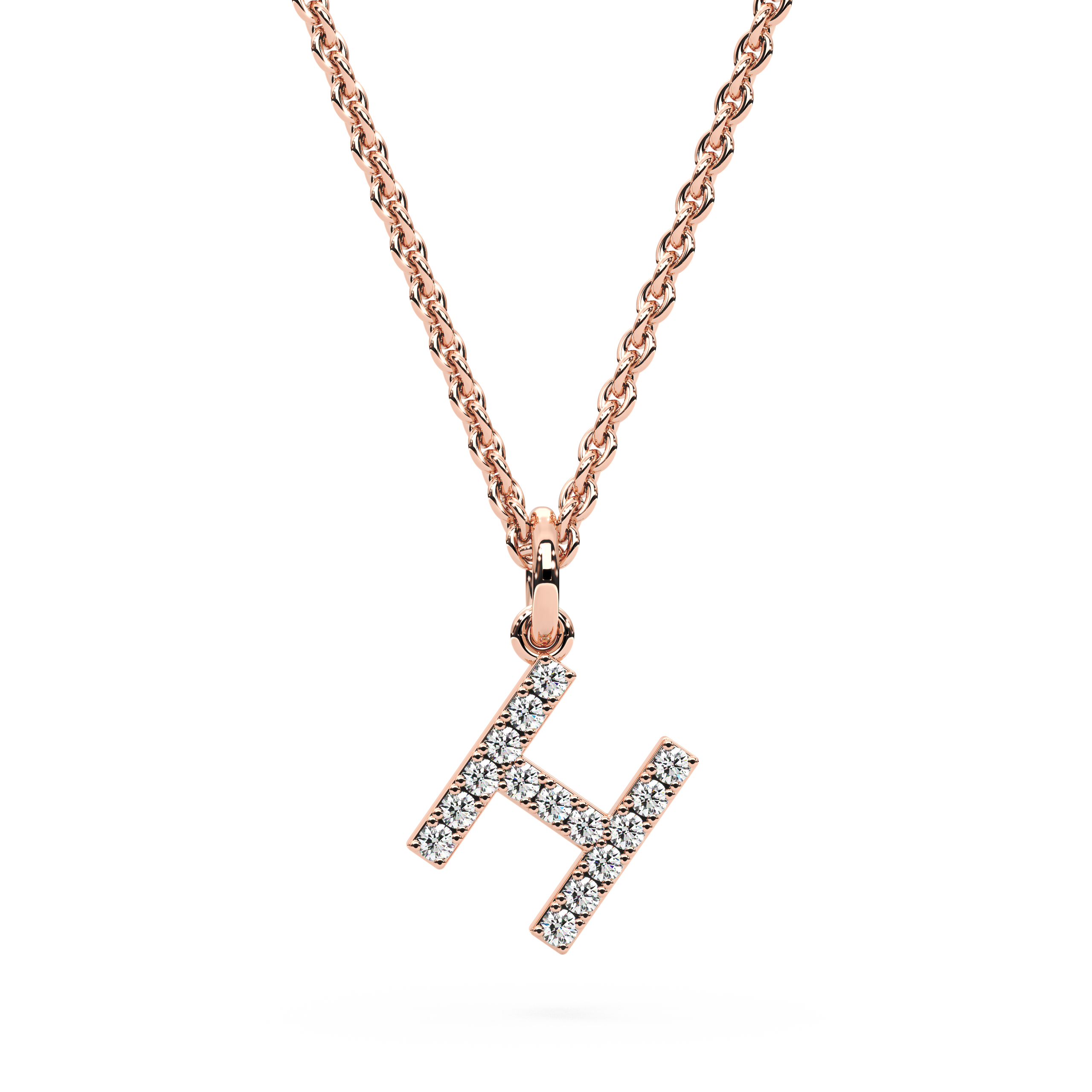 "H" Diamond Initial Pendant - 10mm
