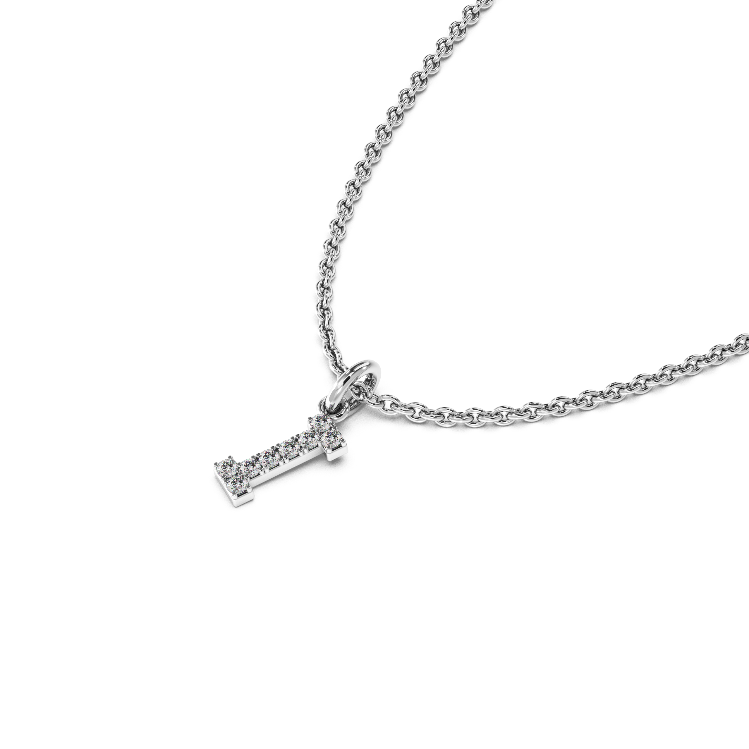 "I" Diamond Initial Pendant