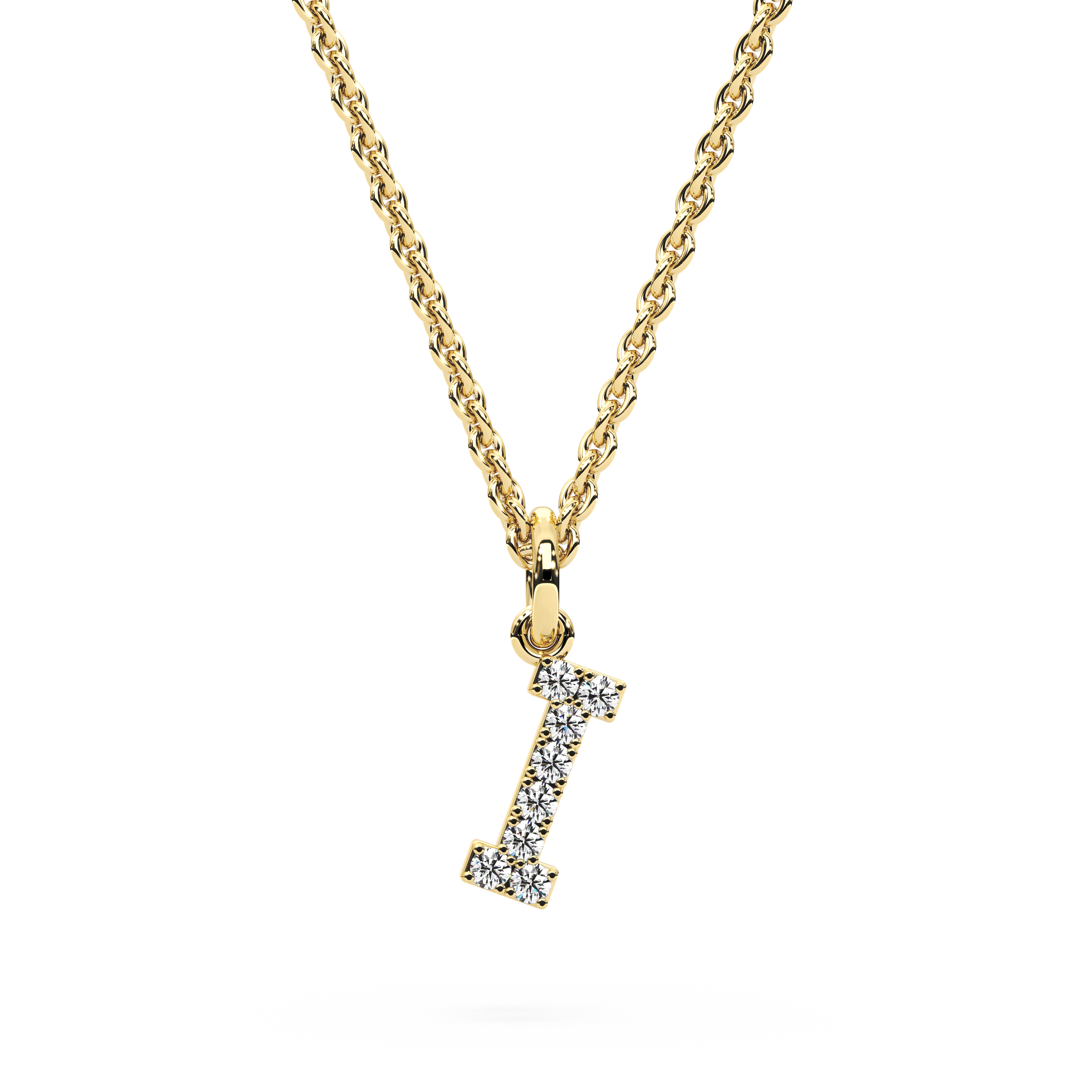 "I" Diamond Initial Pendant - 10mm