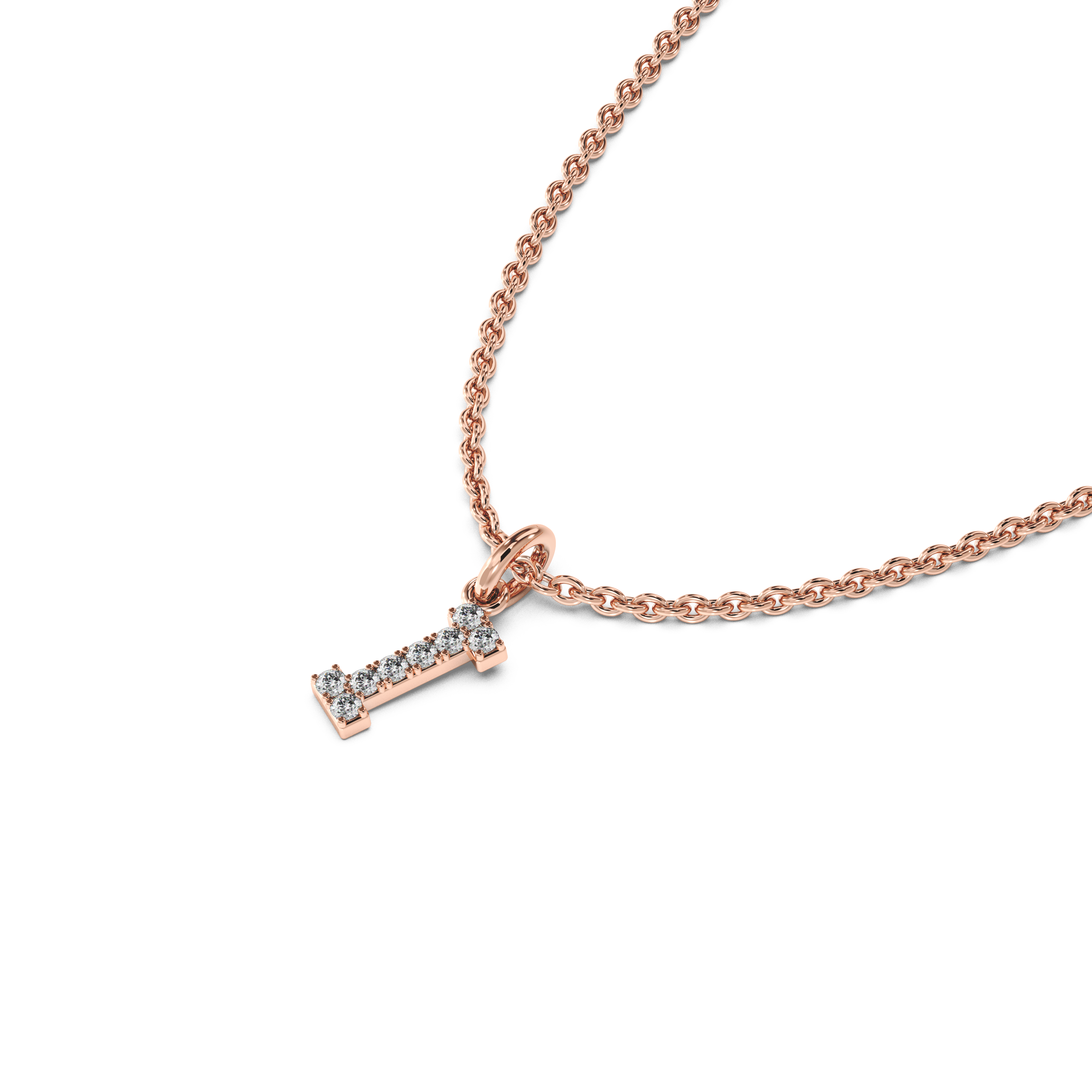 "I" Diamond Initial Pendant - 10mm