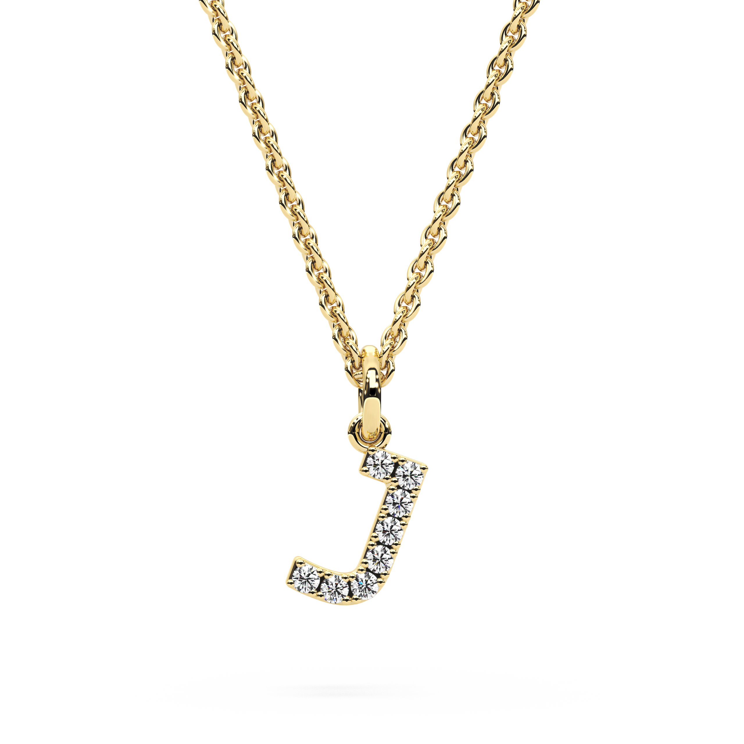 "J" Diamond Initial Pendant - 10mm