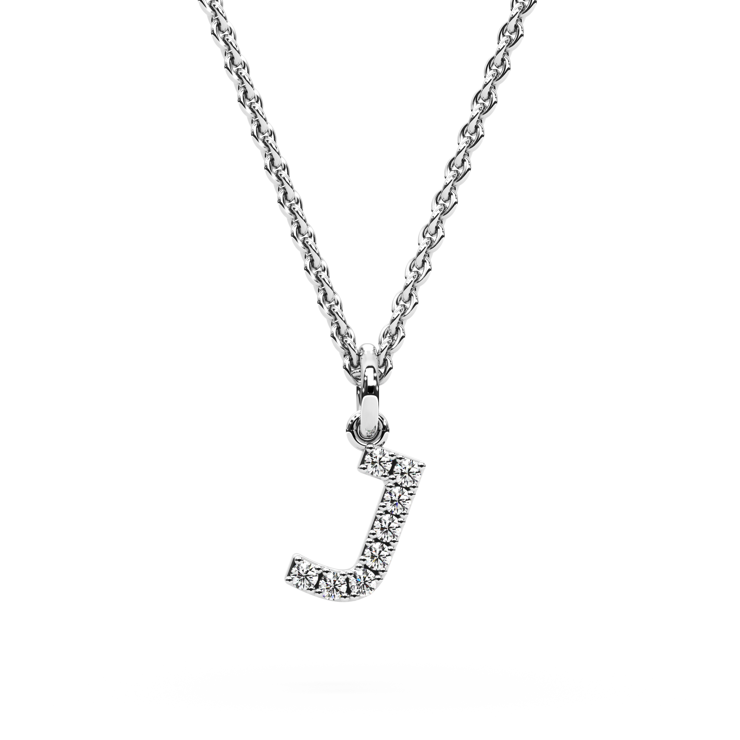 "J" Diamond Initial Pendant