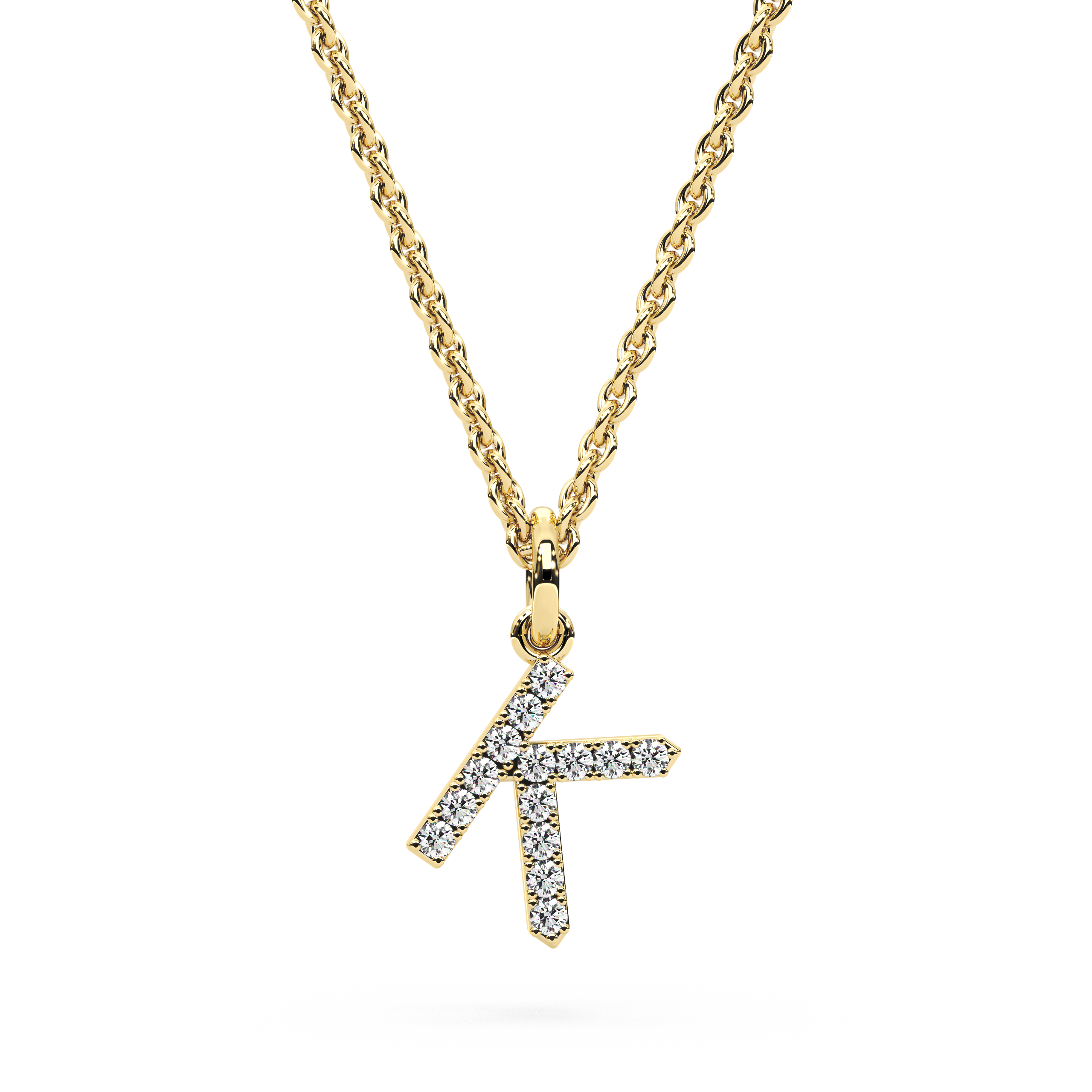 "K" Diamond Initial Pendant - 10mm