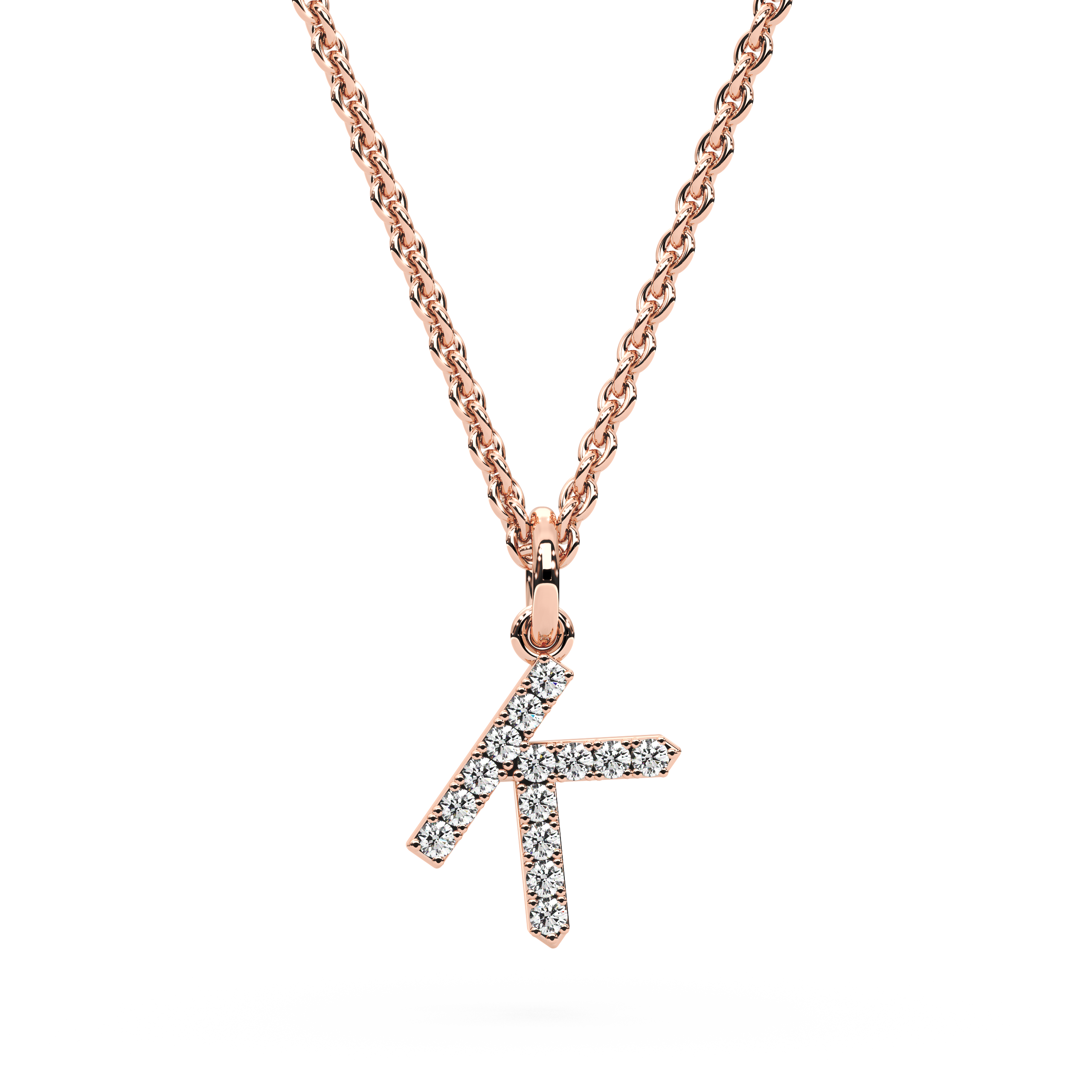 "K" Diamond Initial Pendant - 10mm