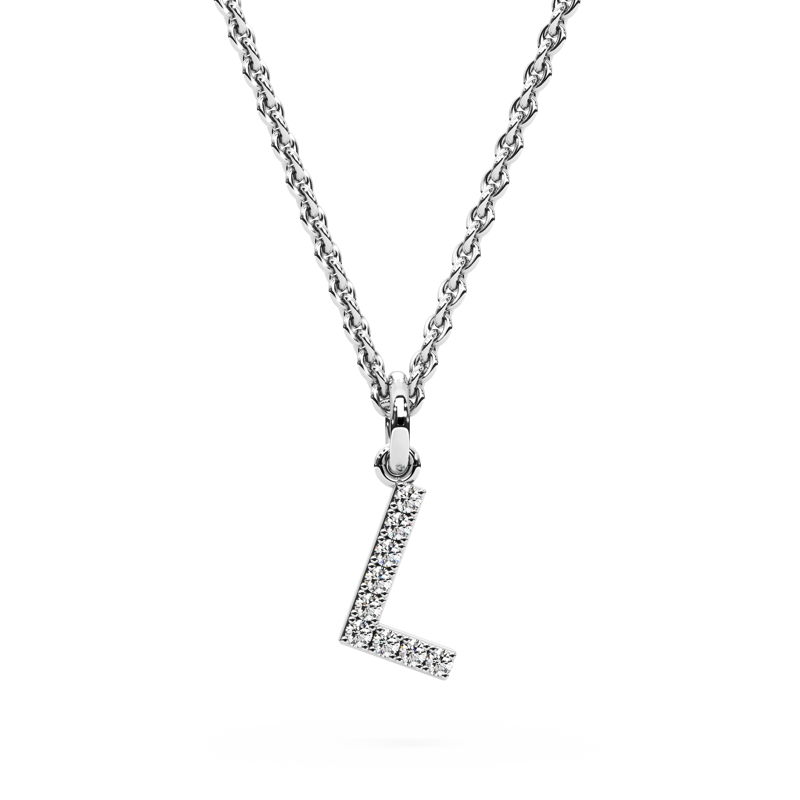 "L" Diamond Initial Pendant - 10mm