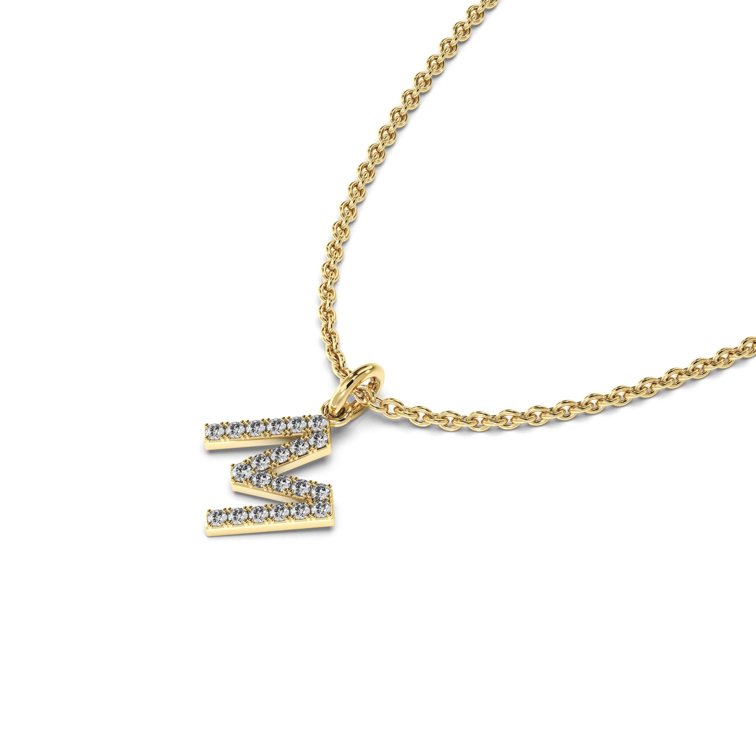 "M" Diamond Initial Pendant - 10mm
