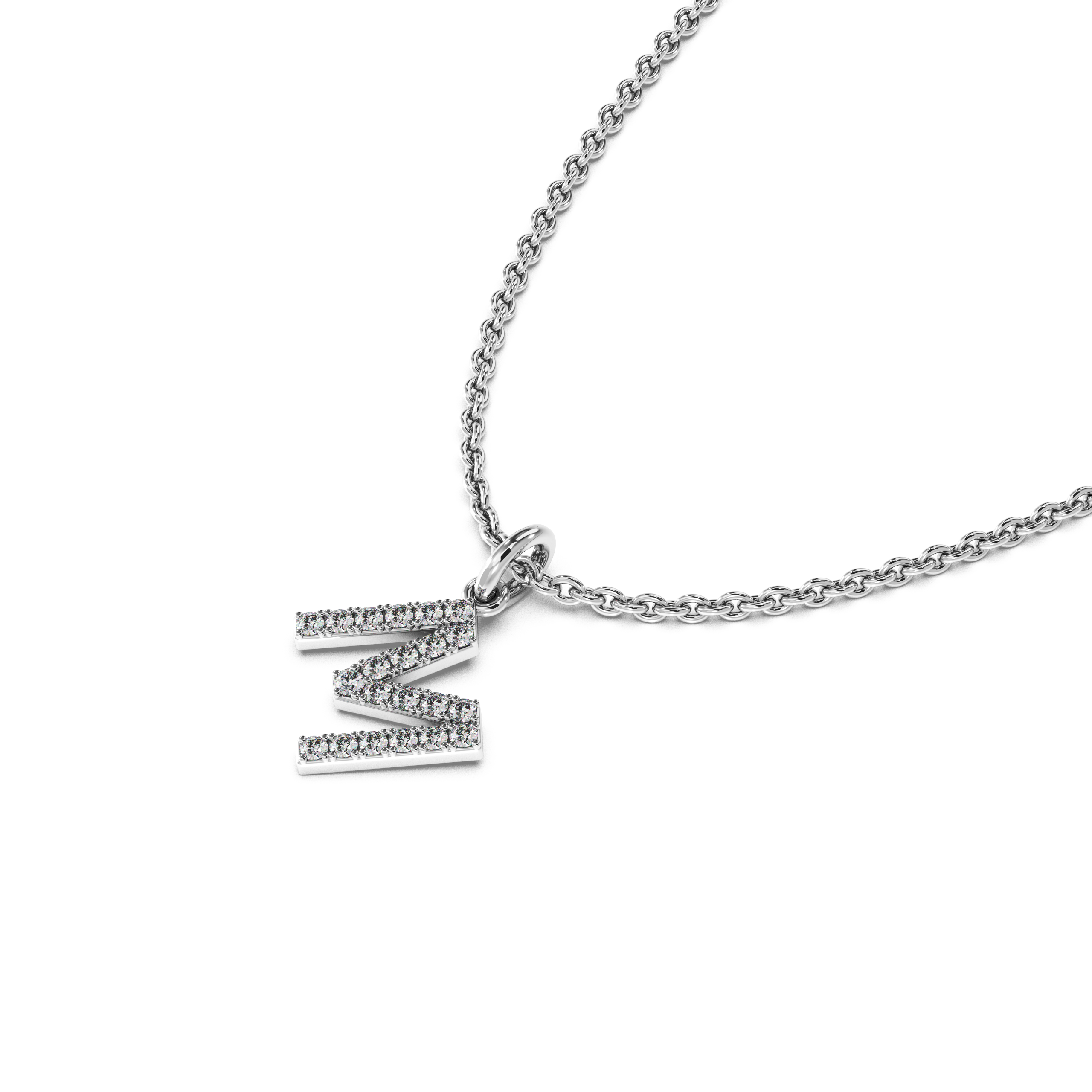 "M" Diamond Initial Pendant - 10mm
