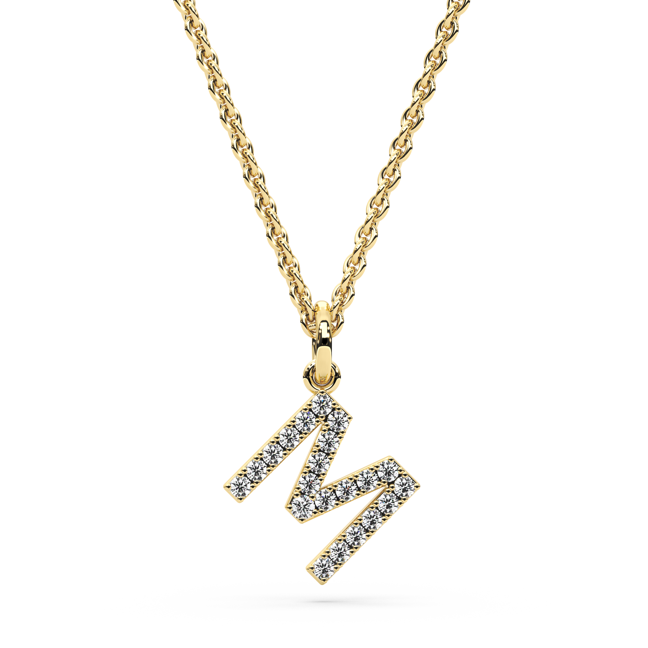 "M" Diamond Initial Pendant - 10mm
