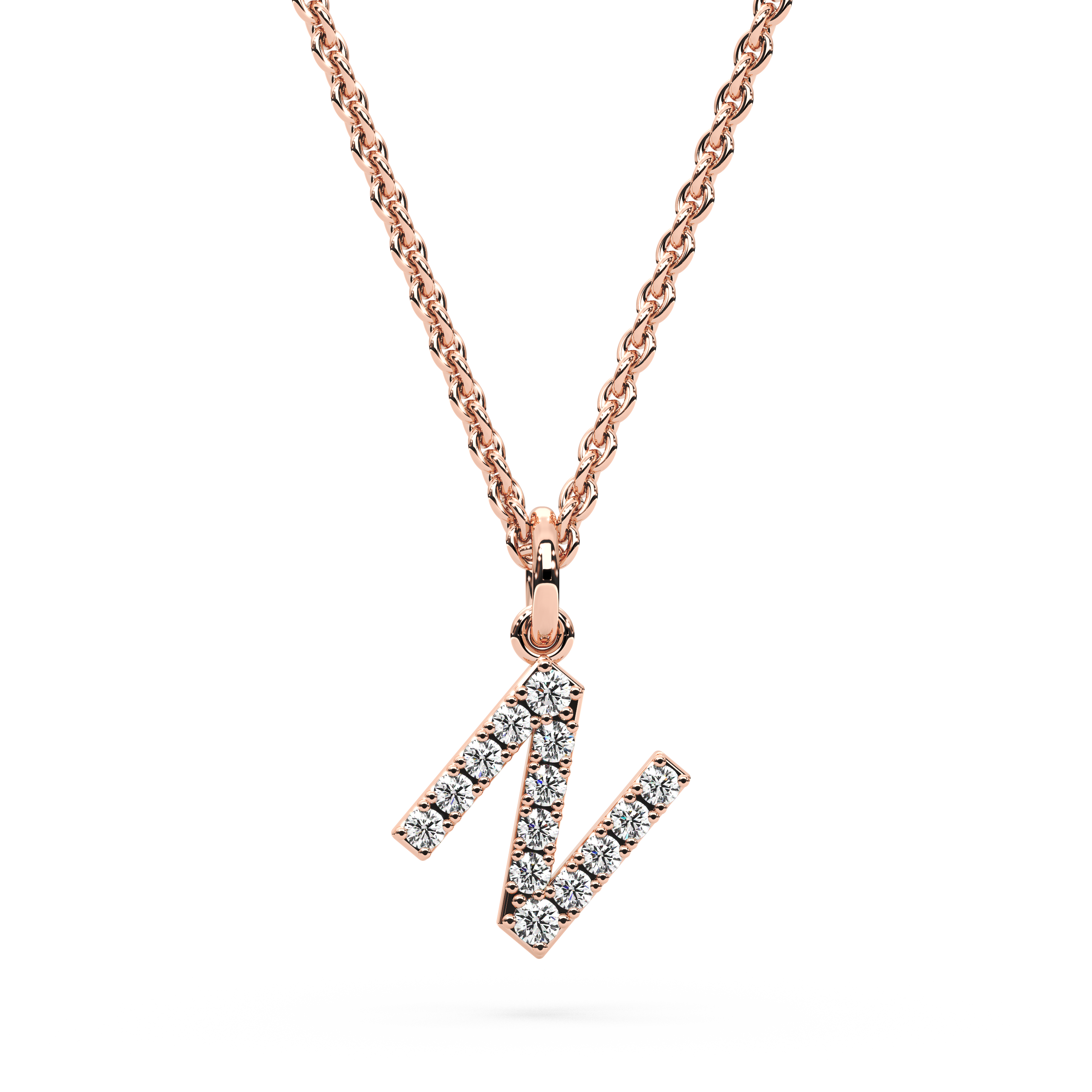 "N" Diamond Initial Pendant - 10mm