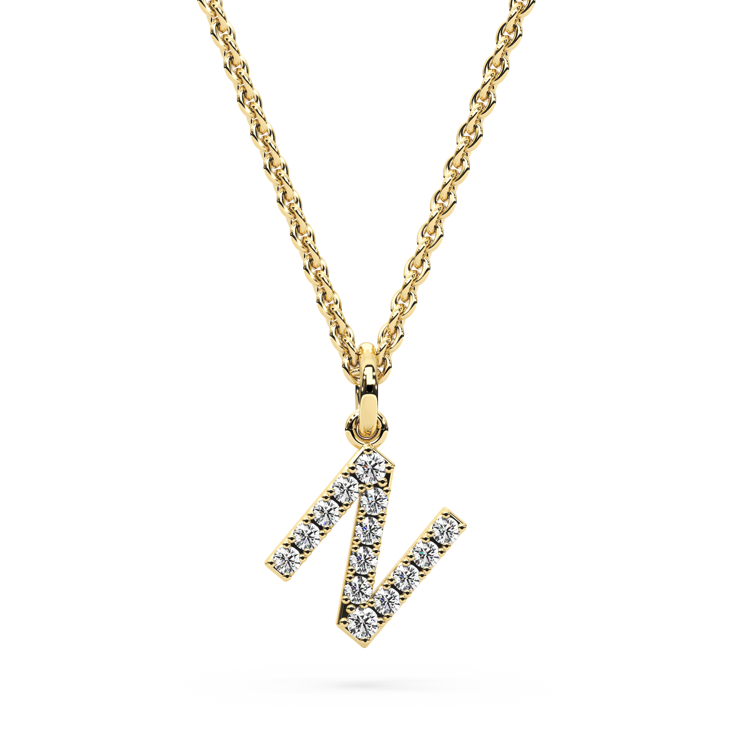 "N" Diamond Initial Pendant - 10mm