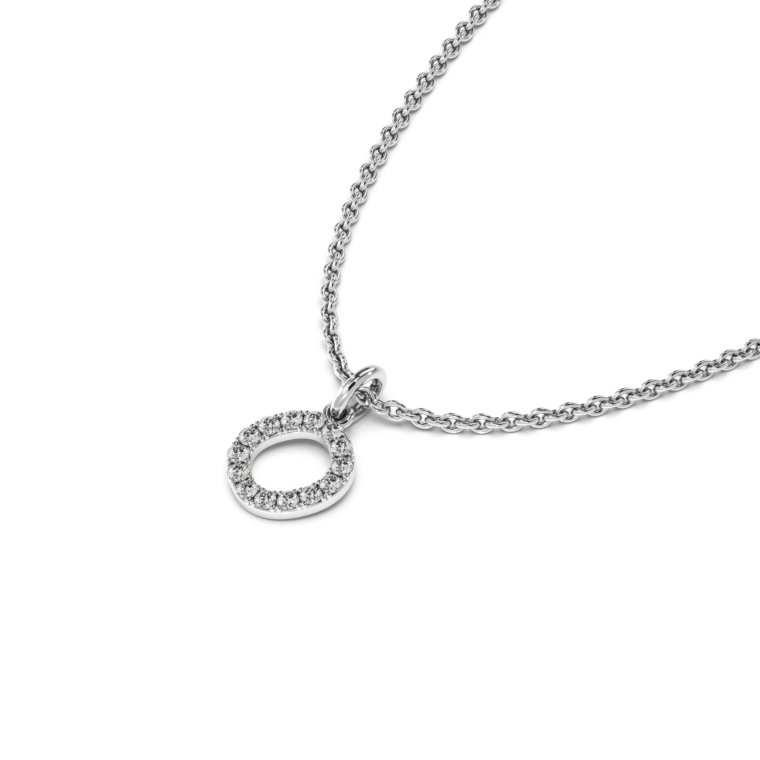 "O" Diamond Initial Pendant - 10mm