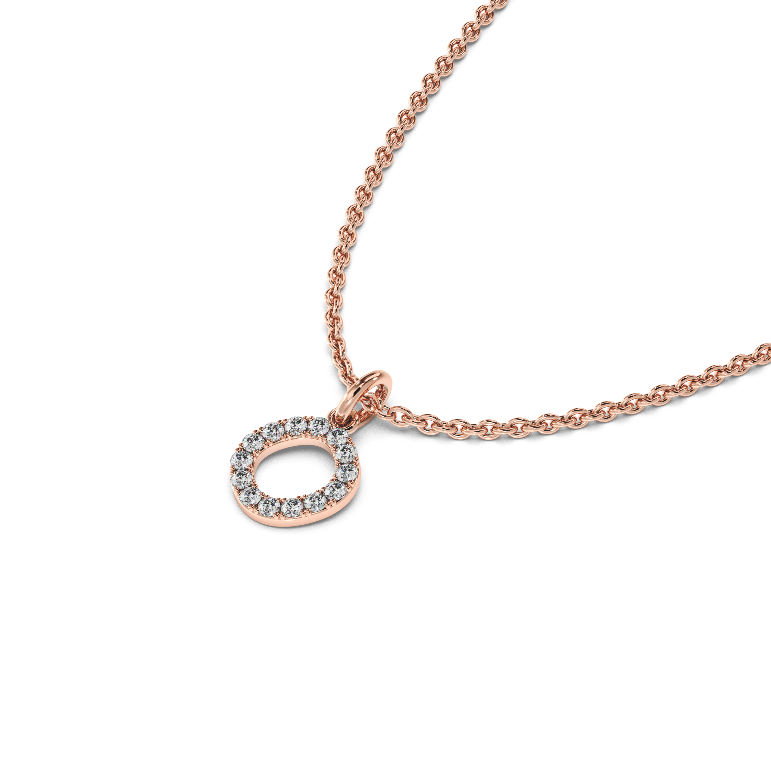 "O" Diamond Initial Pendant - 10mm