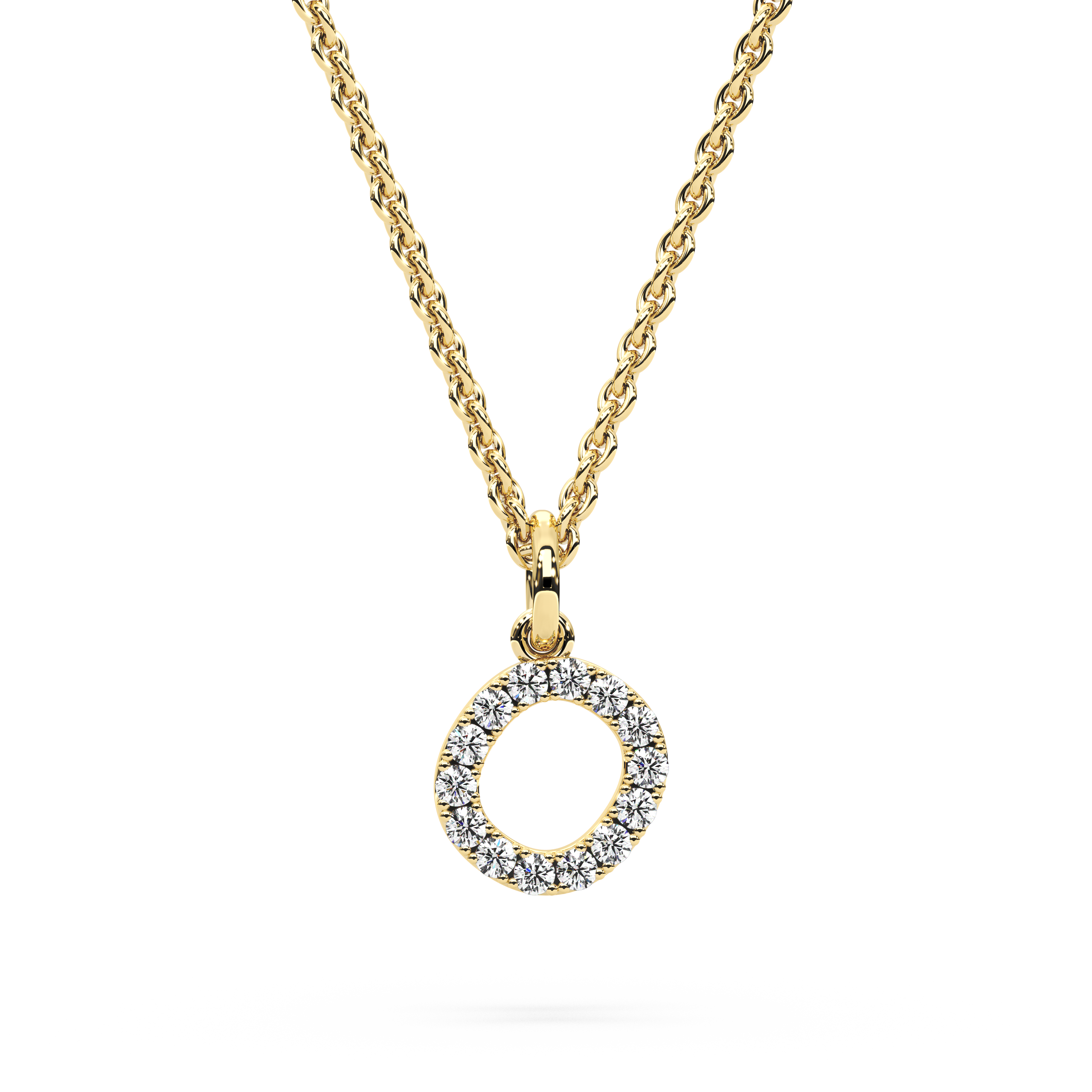 "O" Diamond Initial Pendant - 10mm