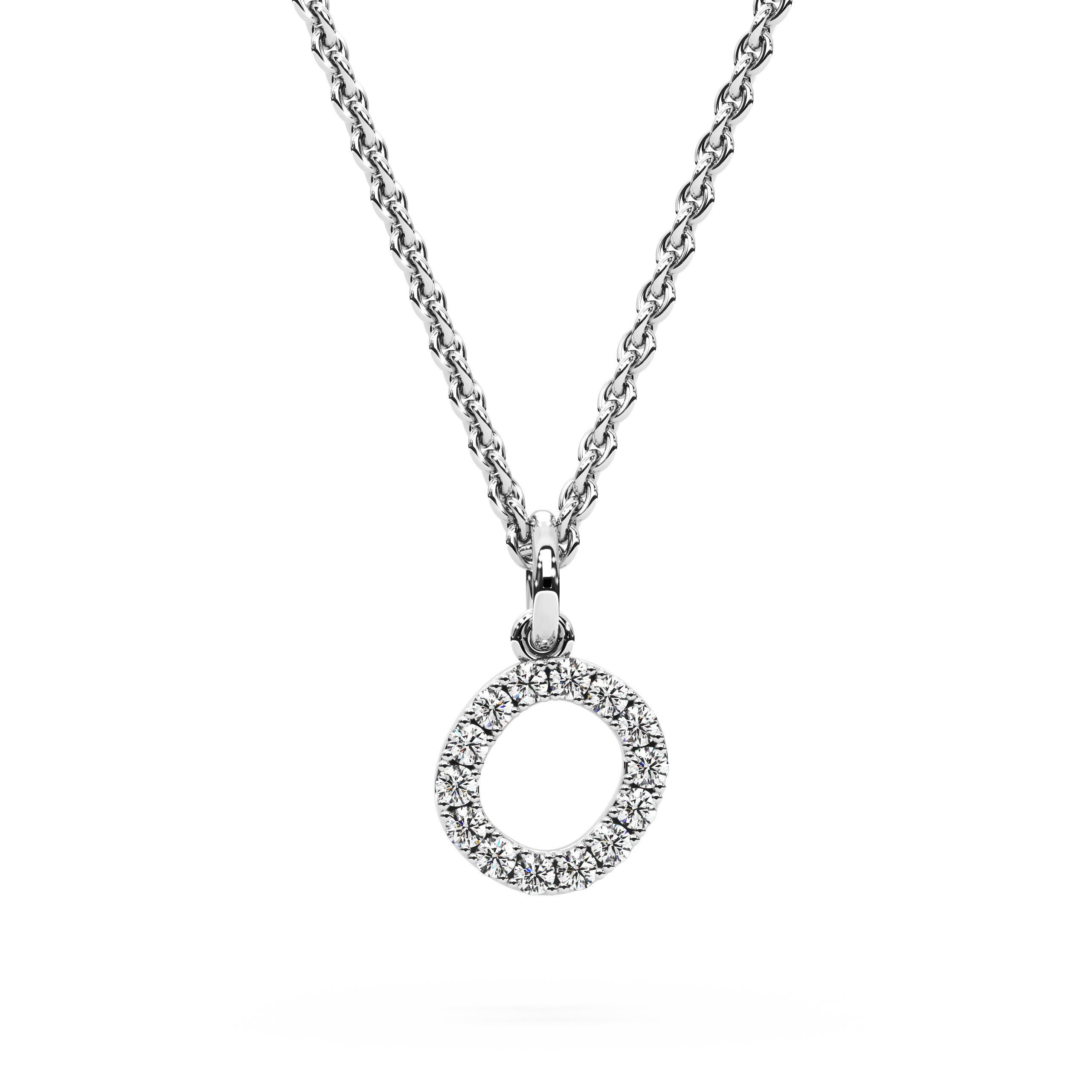 "O" Diamond Initial Pendant