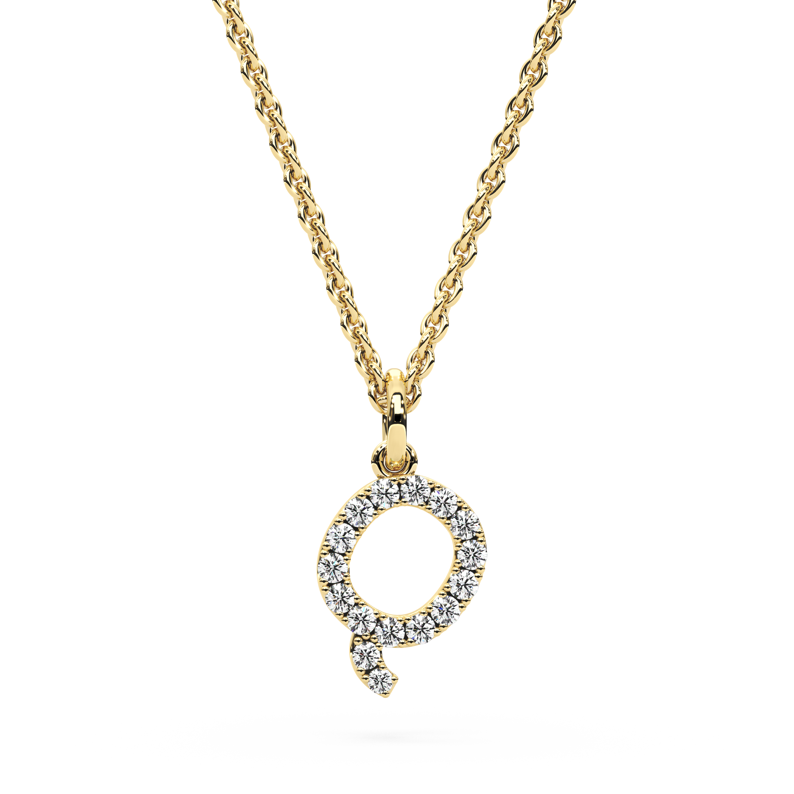 "Q" Diamond Initial Pendant