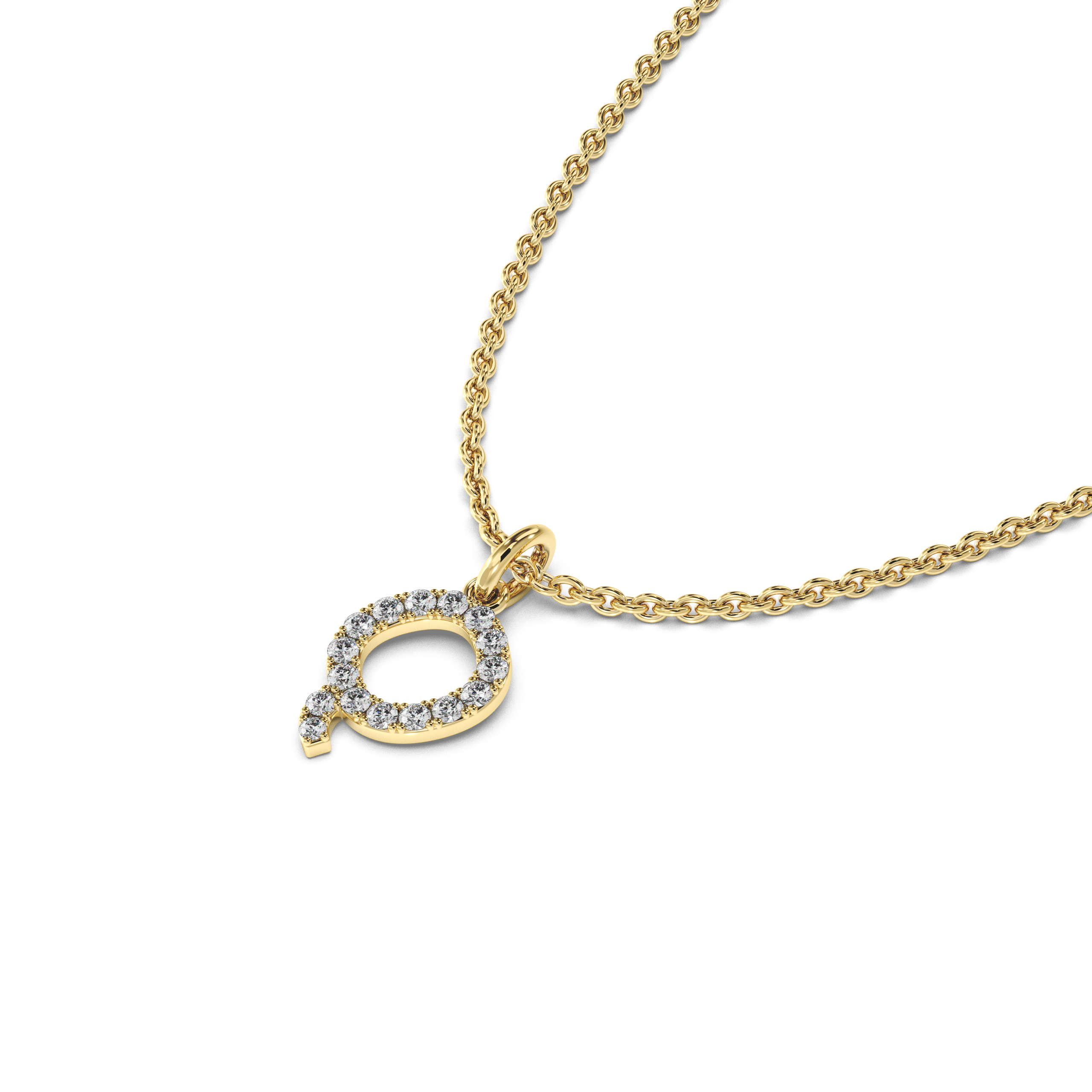 "Q" Diamond Initial Pendant - 10mm
