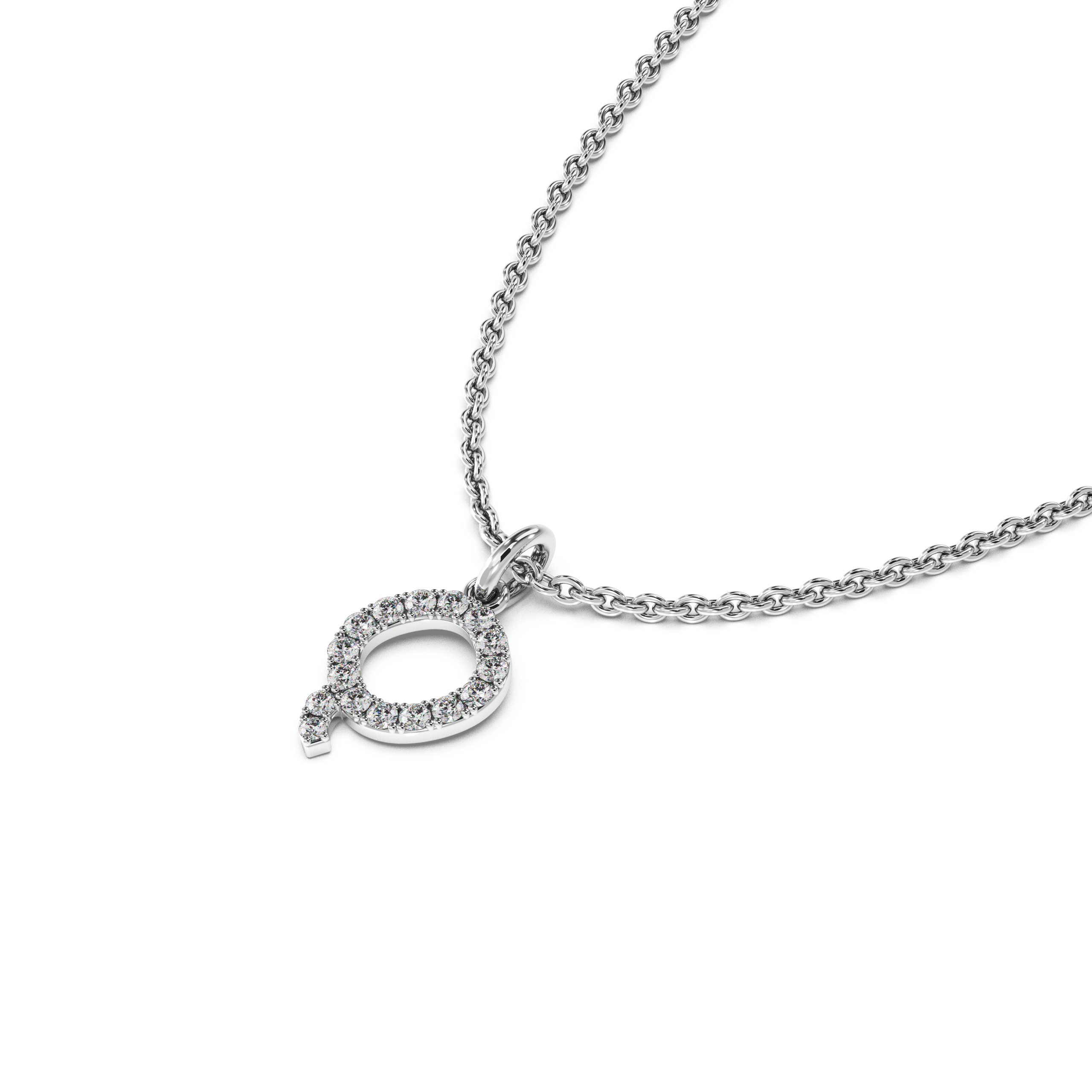 "Q" Diamond Initial Pendant - 10mm