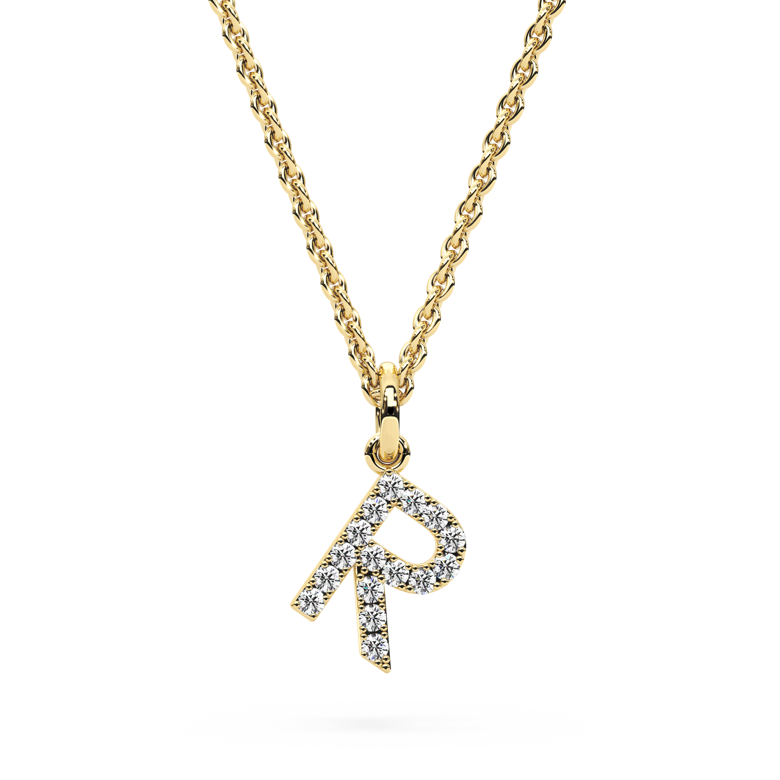 "R" Diamond Initial Pendant - 10mm