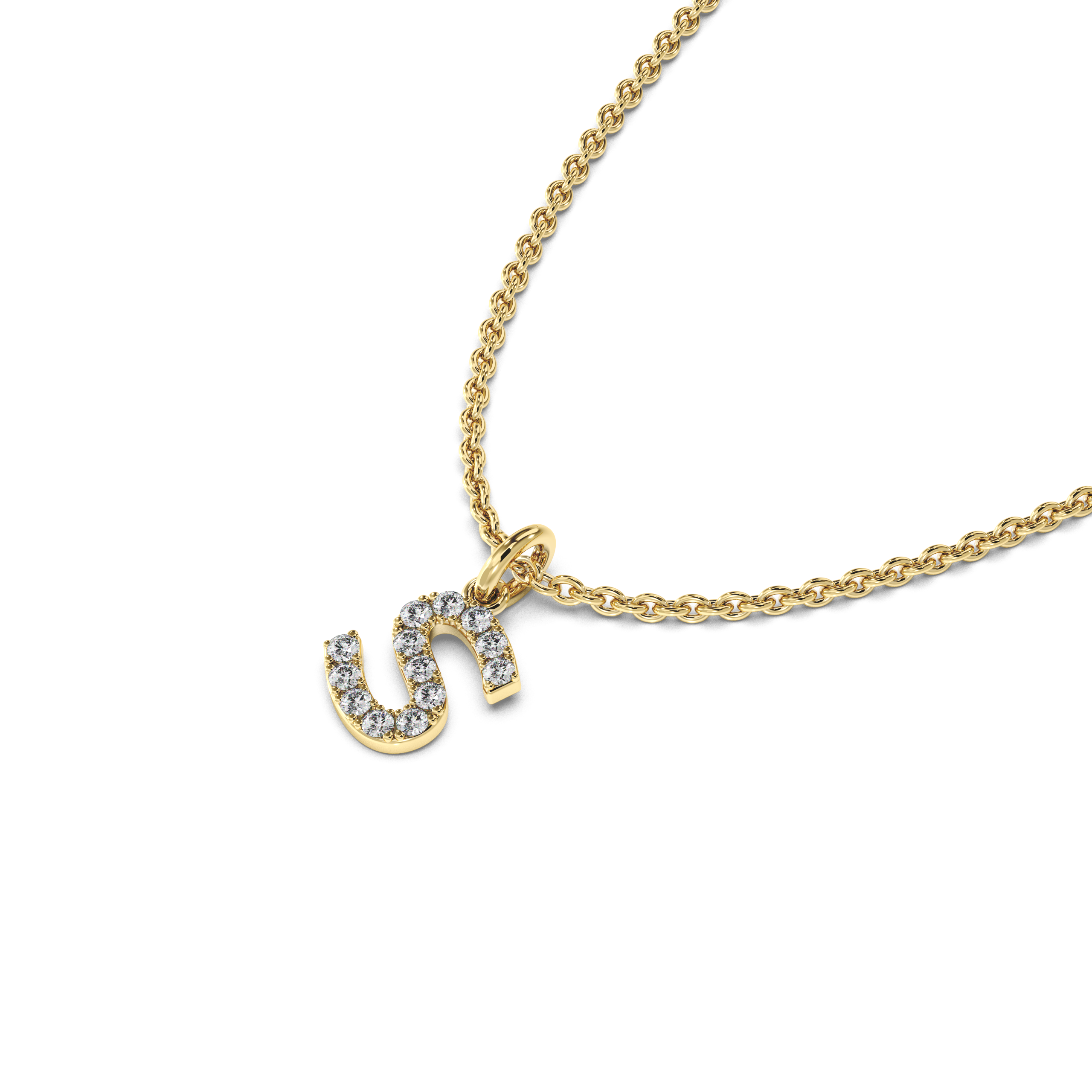 "S" Diamond Initial Pendant - 10mm