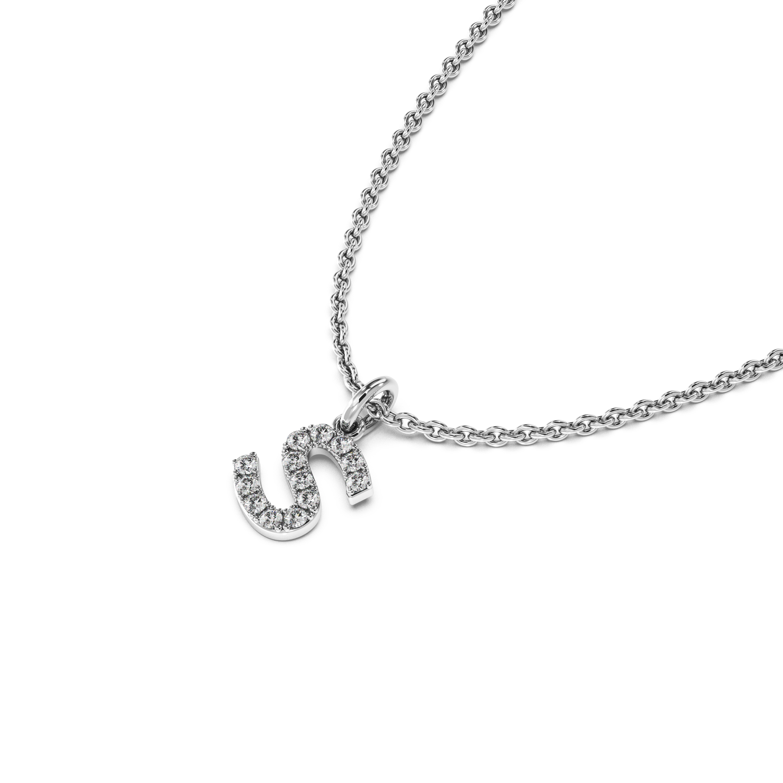 "S" Diamond Initial Pendant - 10mm