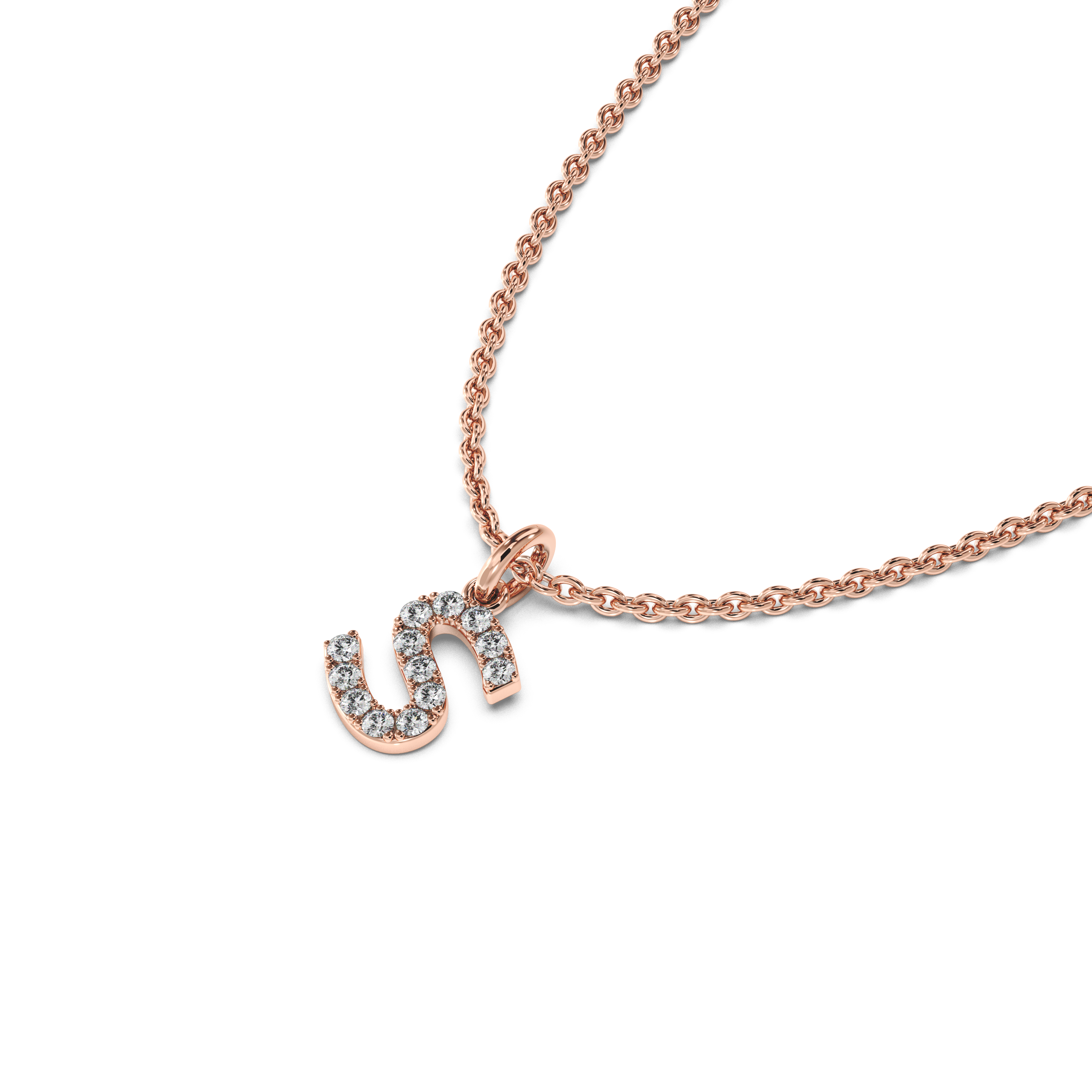 "S" Diamond Initial Pendant - 10mm