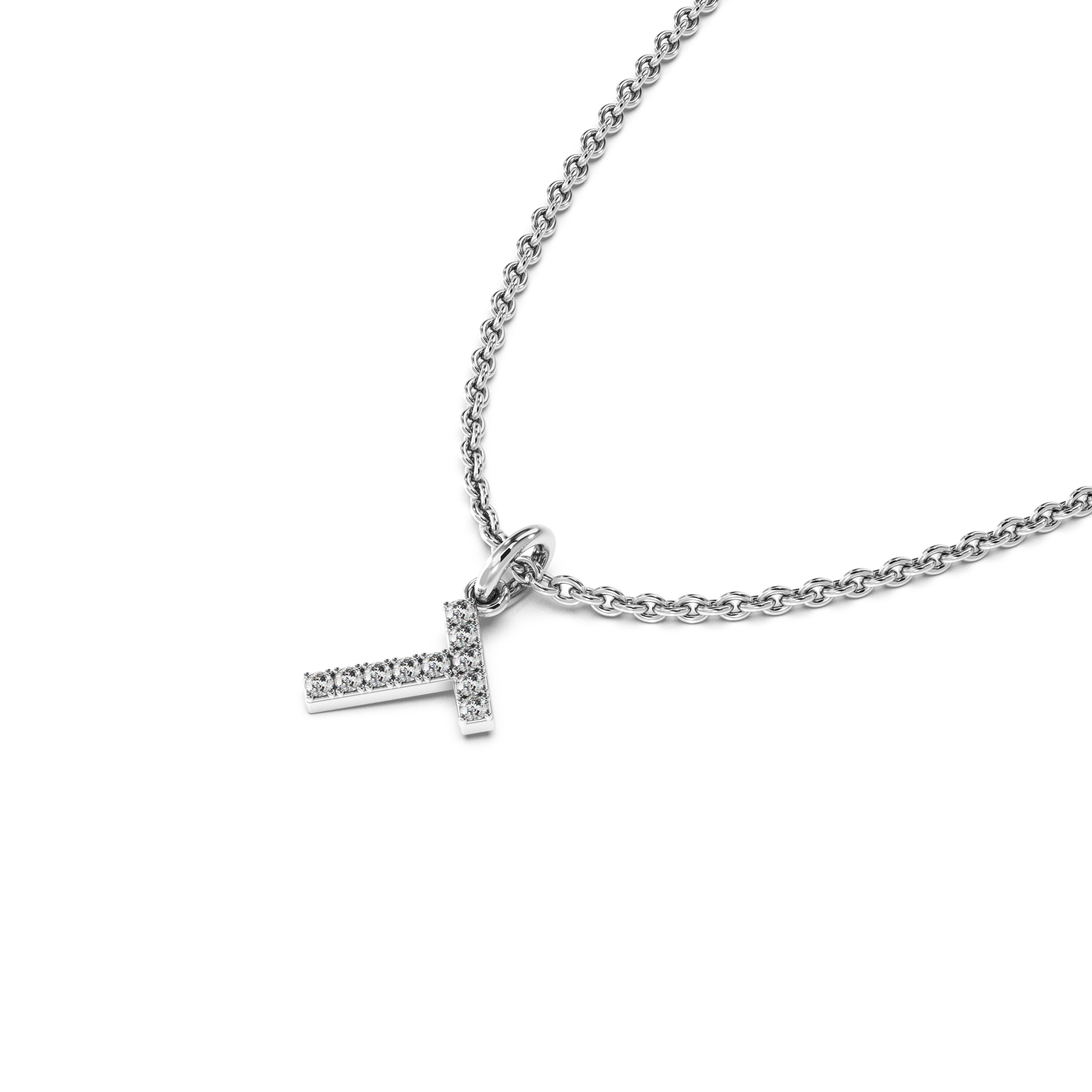 "T" Diamond Initial Pendant - 10mm