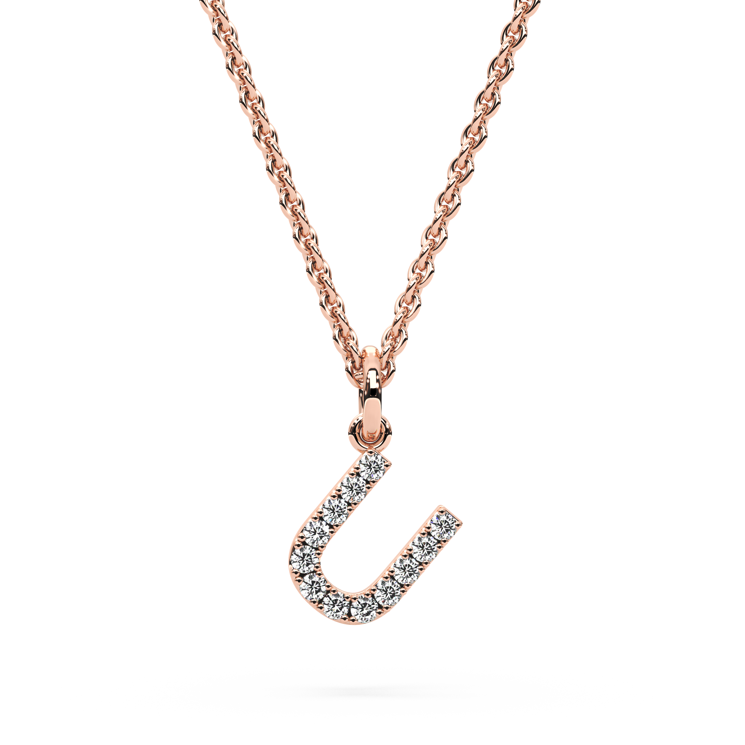"U" Diamond Initial Pendant - 10mm