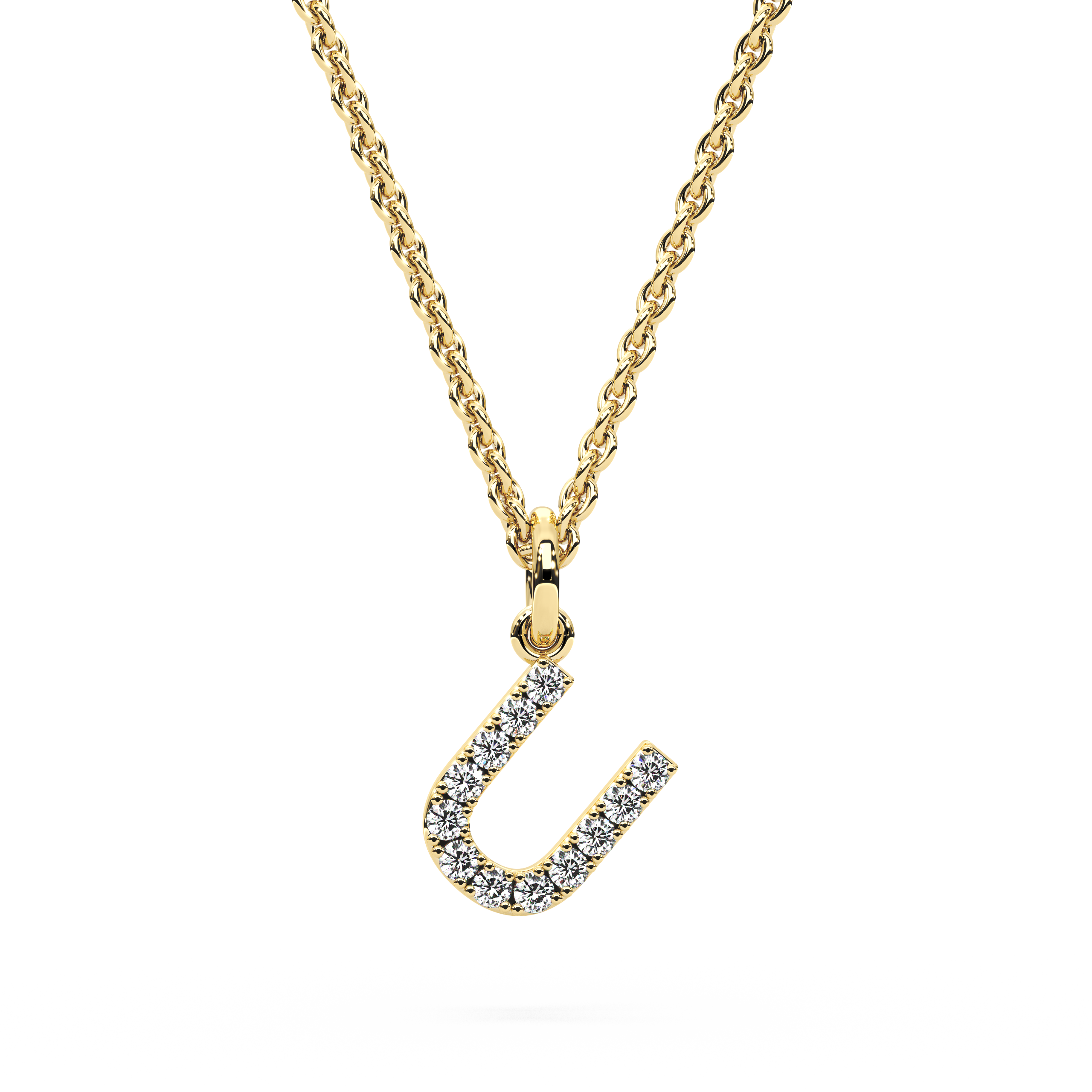 "U" Diamond Initial Pendant - 10mm