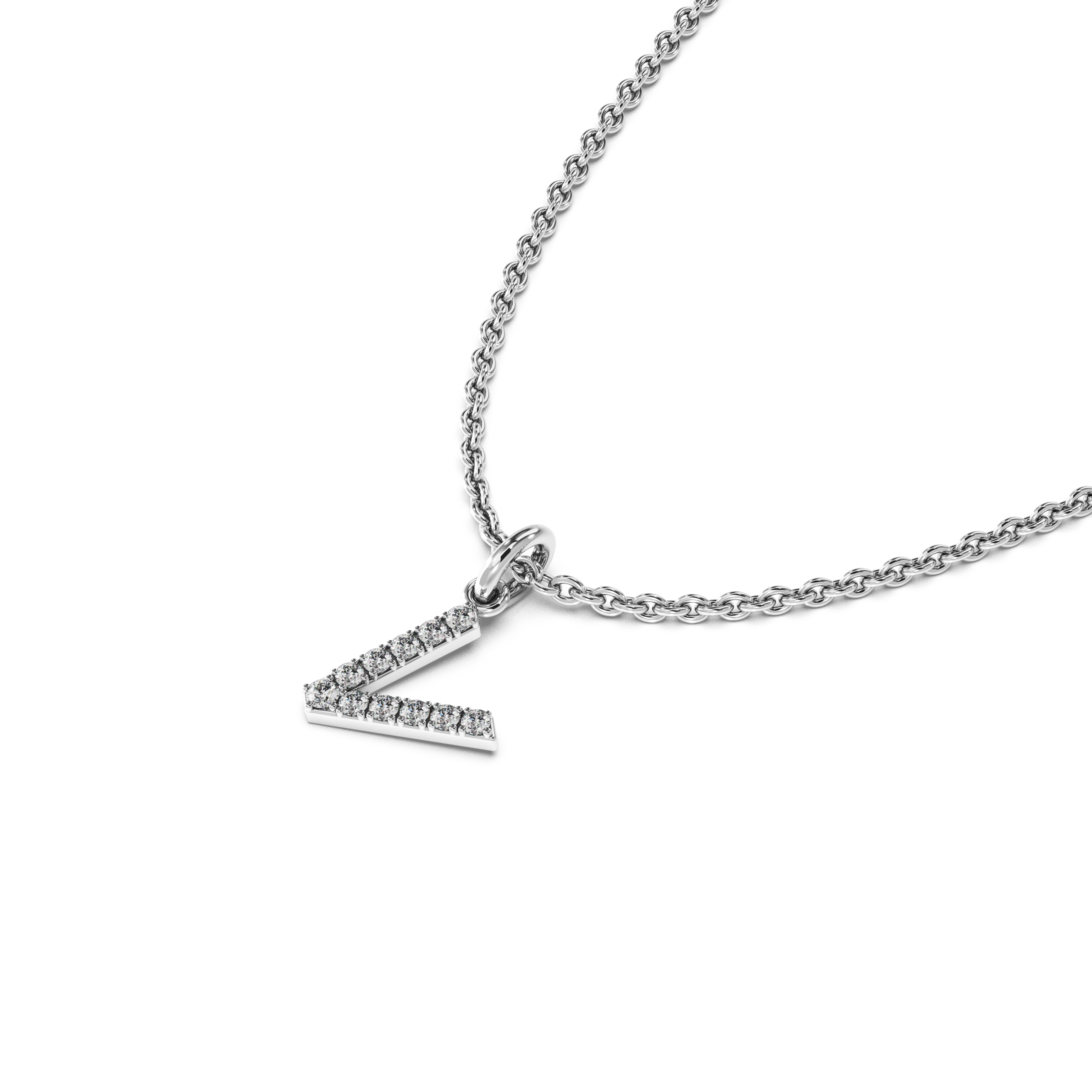 "V" Diamond Initial Pendant - 10mm