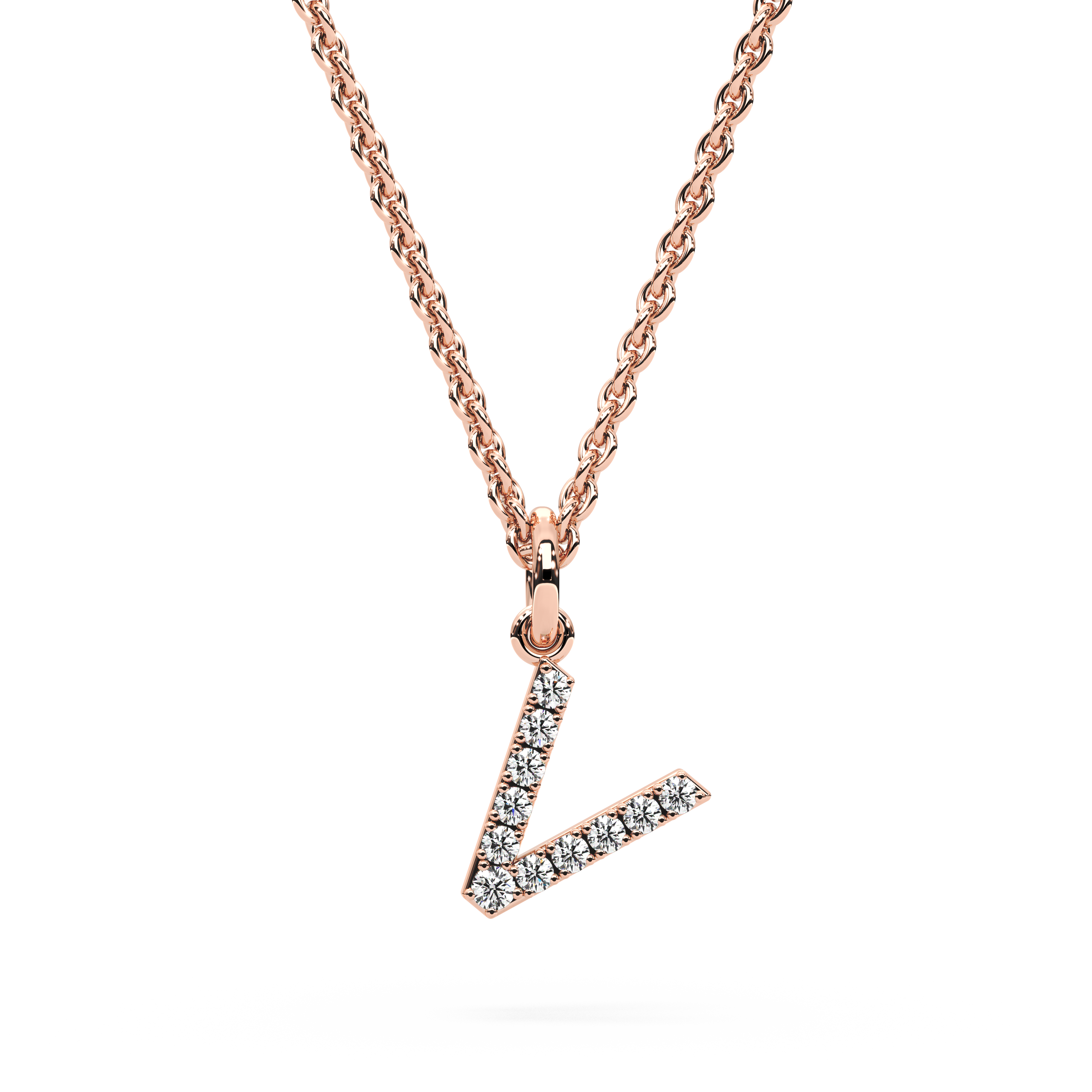 "V" Diamond Initial Pendant