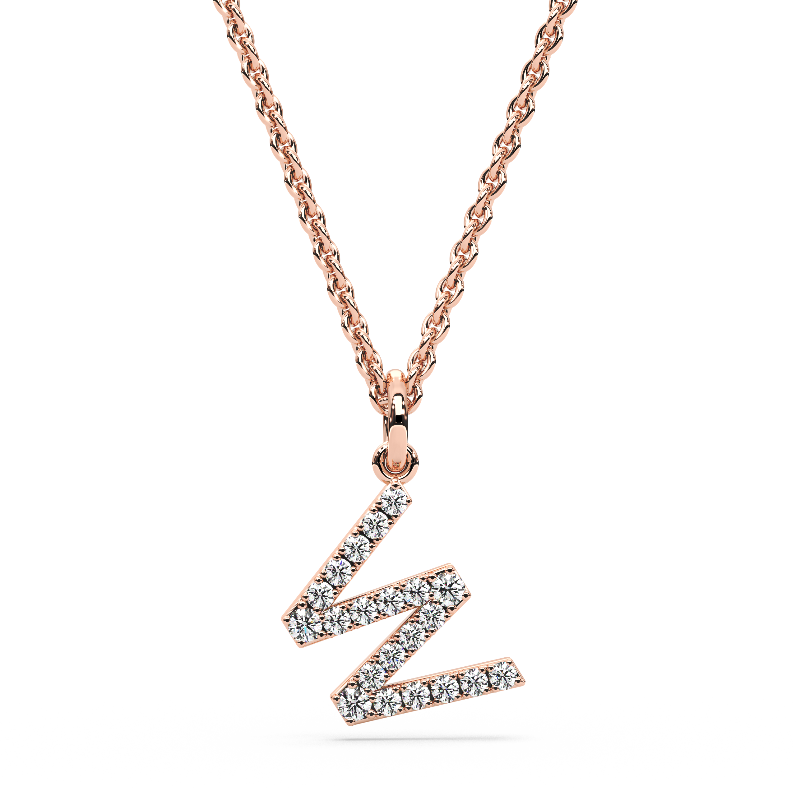 "W" Diamond Initial Pendant - 10mm