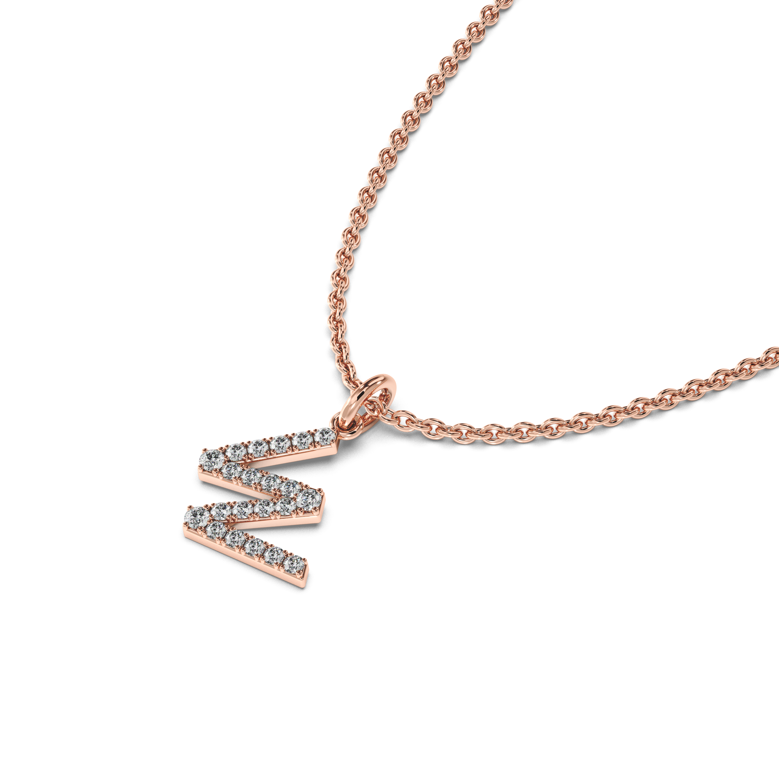 "W" Diamond Initial Pendant - 10mm