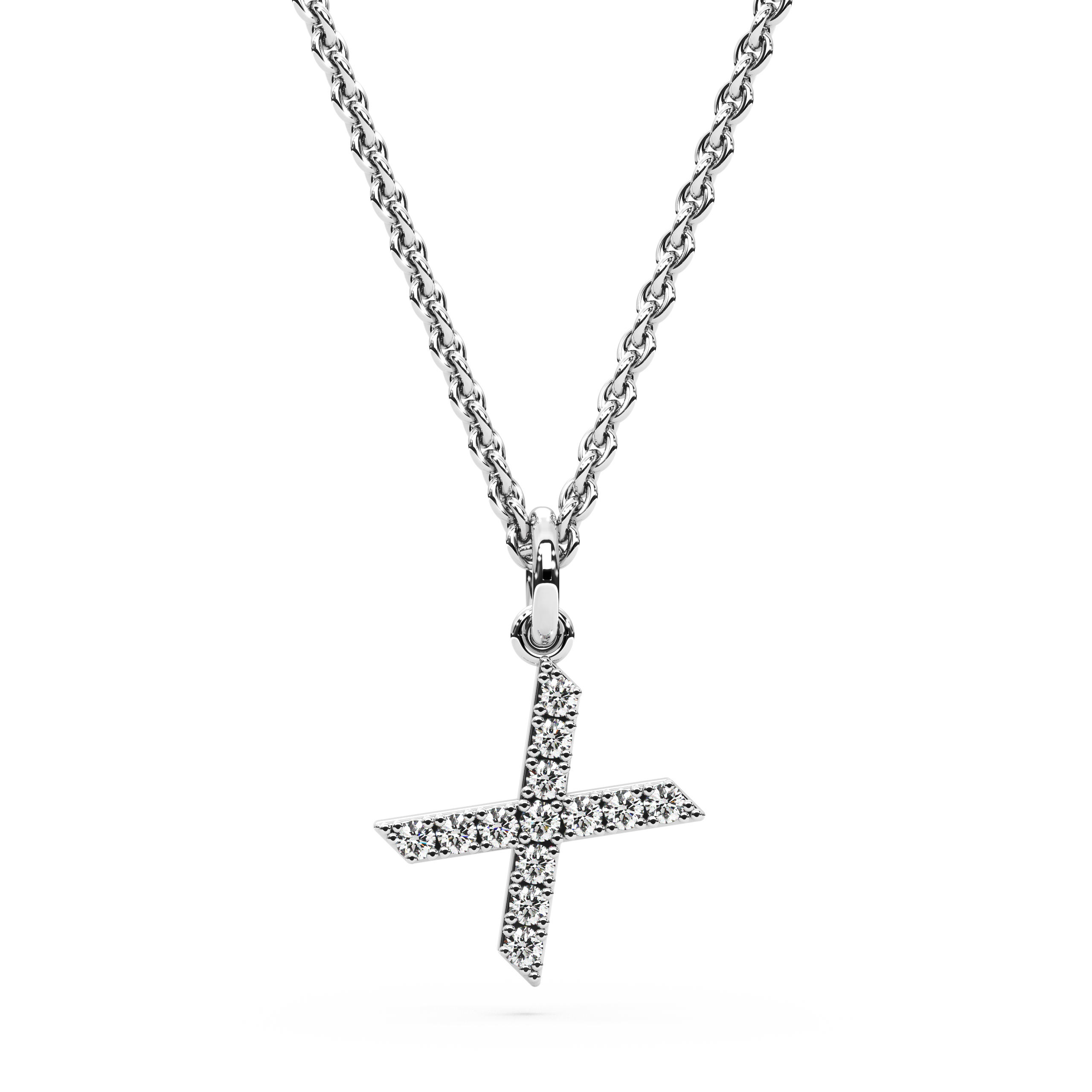 "X" Diamond Initial Pendant