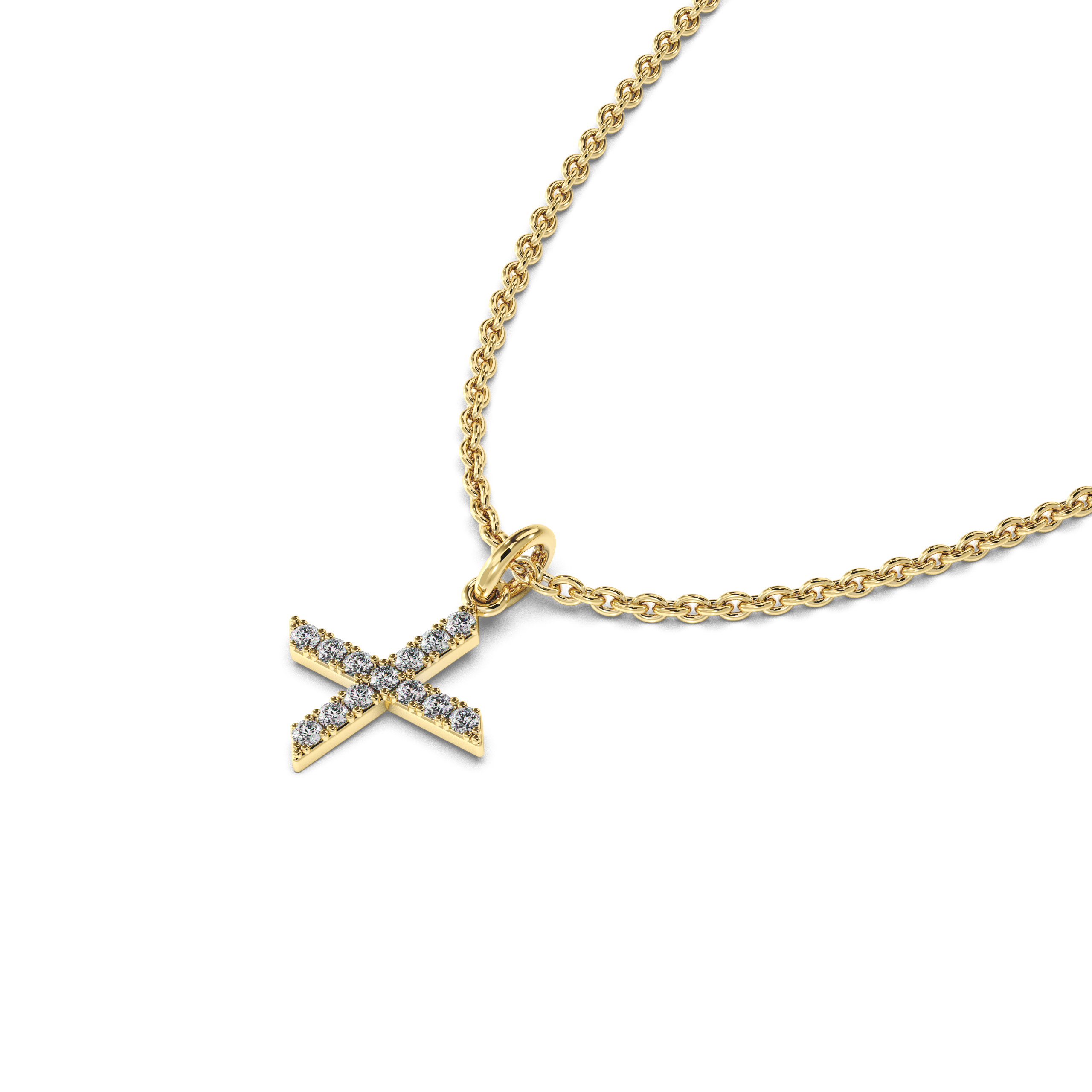"X" Diamond Initial Pendant - 10mm