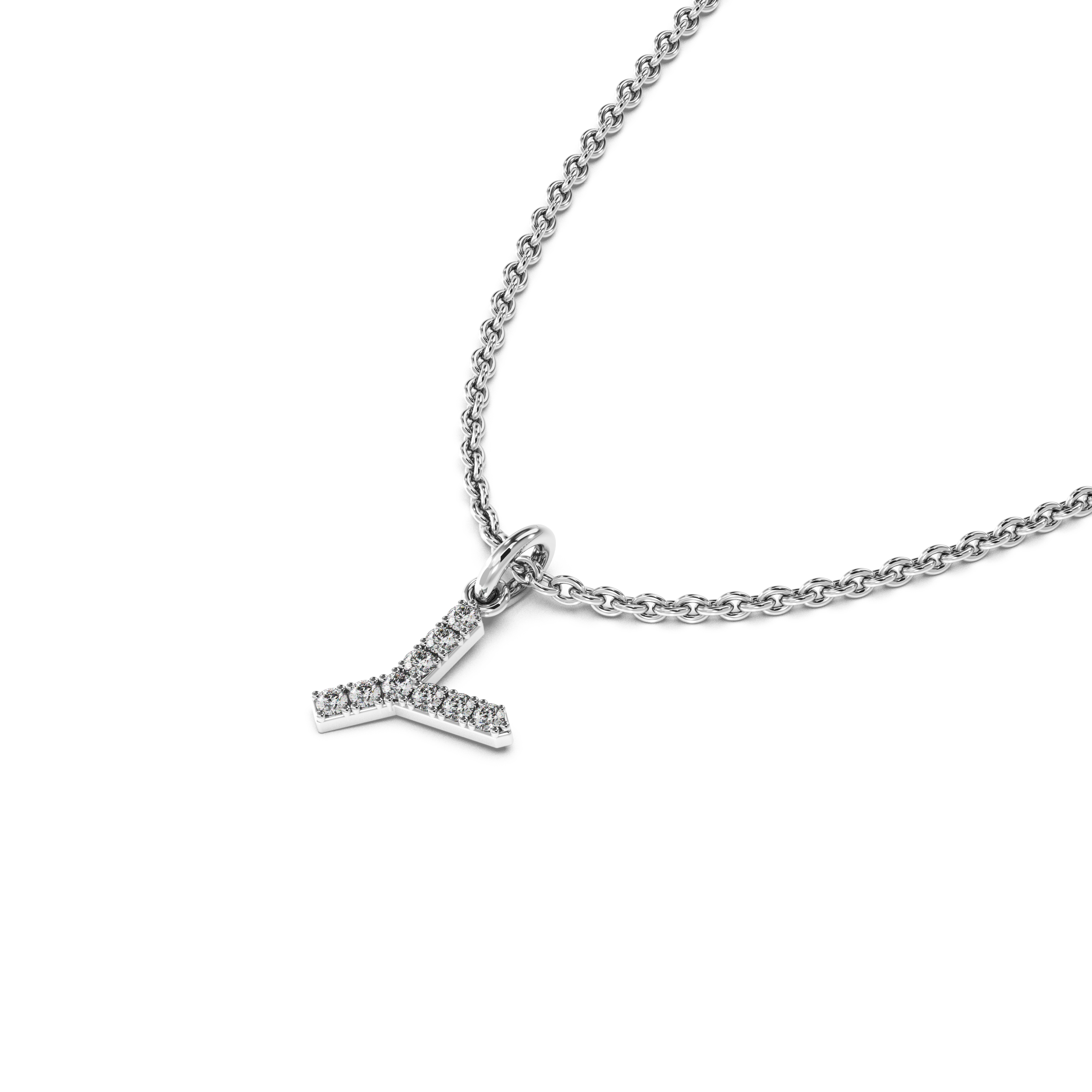 "Y" Diamond Initial Pendant - 10mm