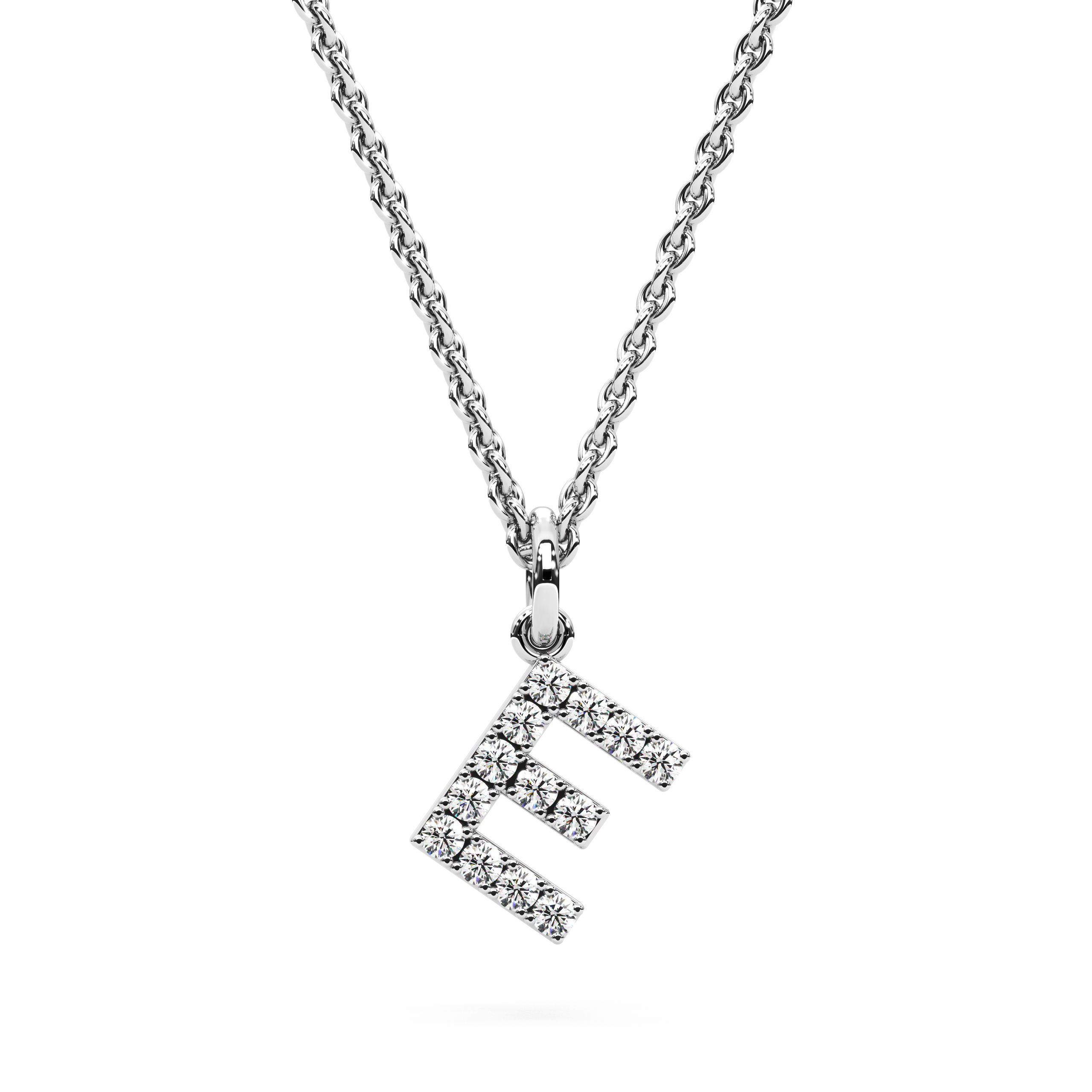 "E" Diamond Initial Pendant - 10mm