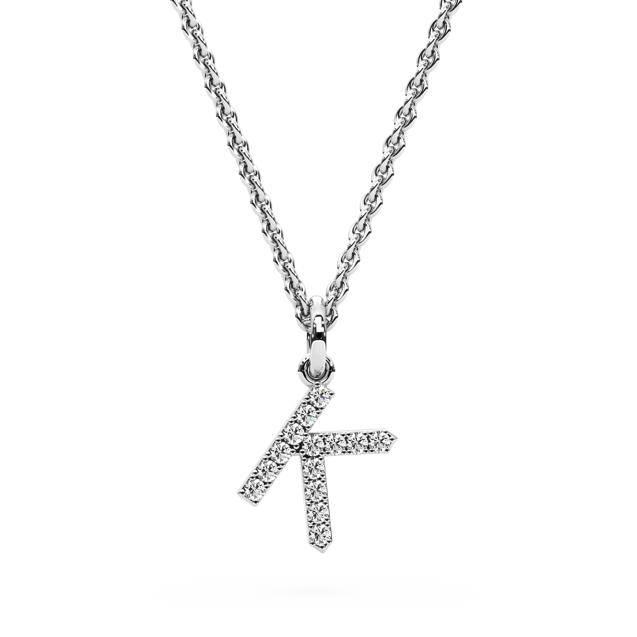 "K" Diamond Initial Pendant - 10mm