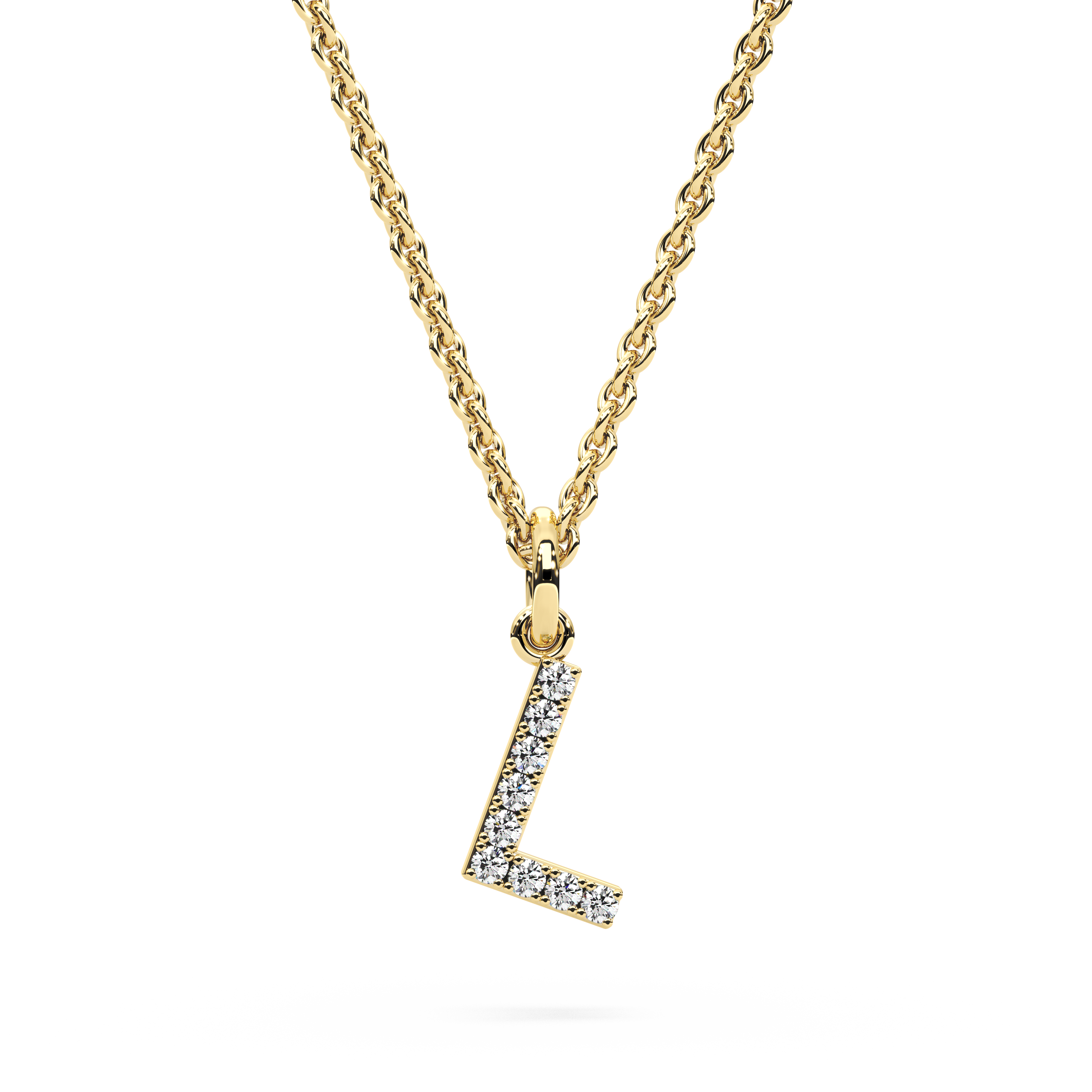 "L" Diamond Initial Pendant